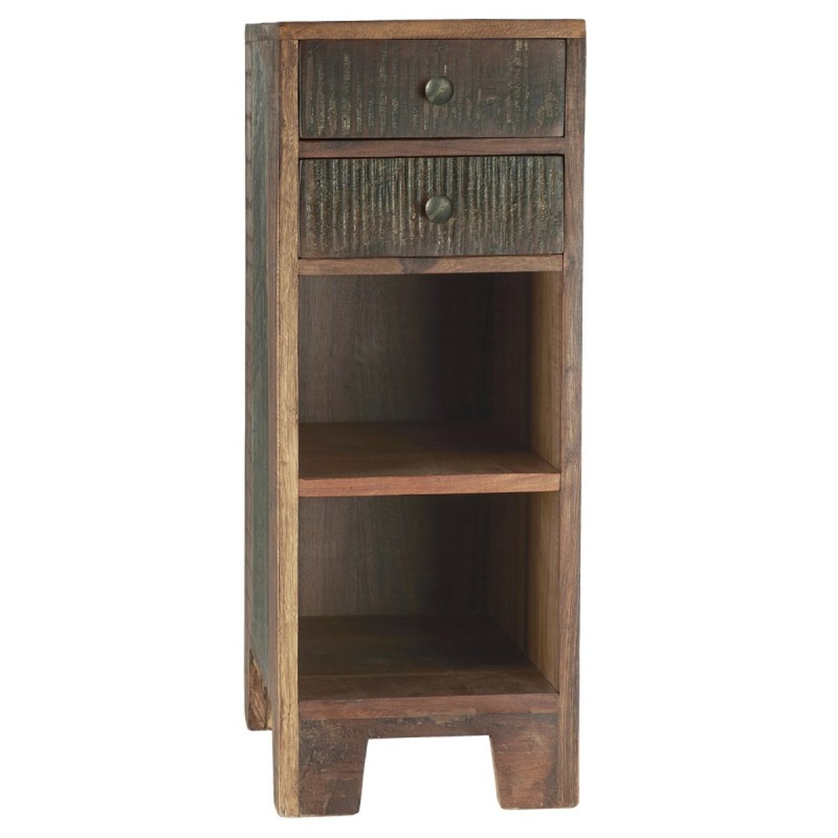 Table chevet 2 tiroirs bois recyclé rustique bois foncé, IB LAURSEN
