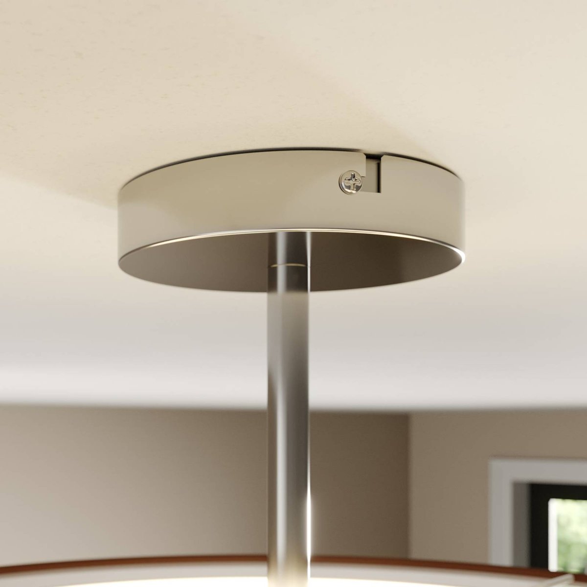 Plafonnier en textile moderne, Pikka chrome, marron, blanc, LINDBY