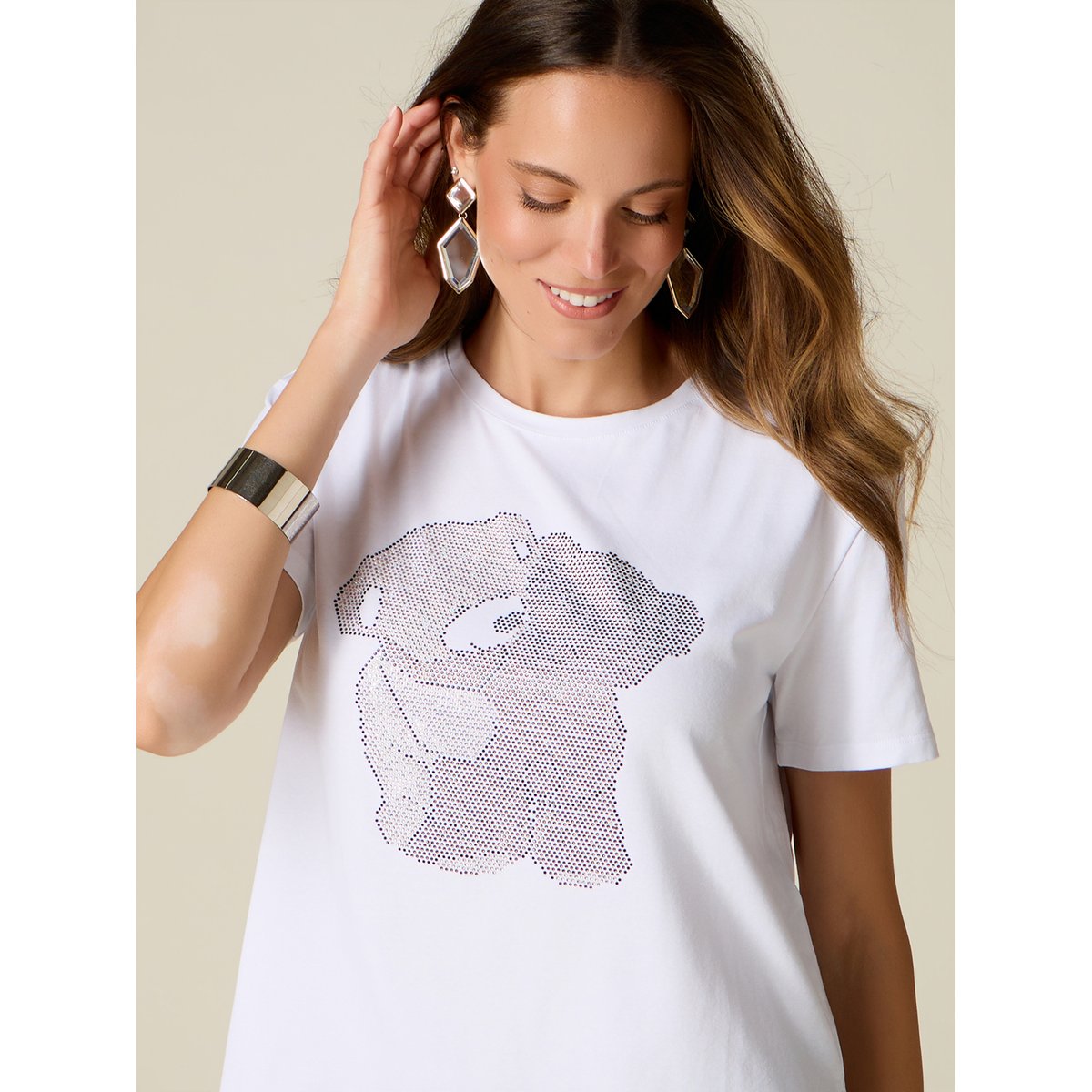 T-shirt avec micro cristaux blanc, OLTRE