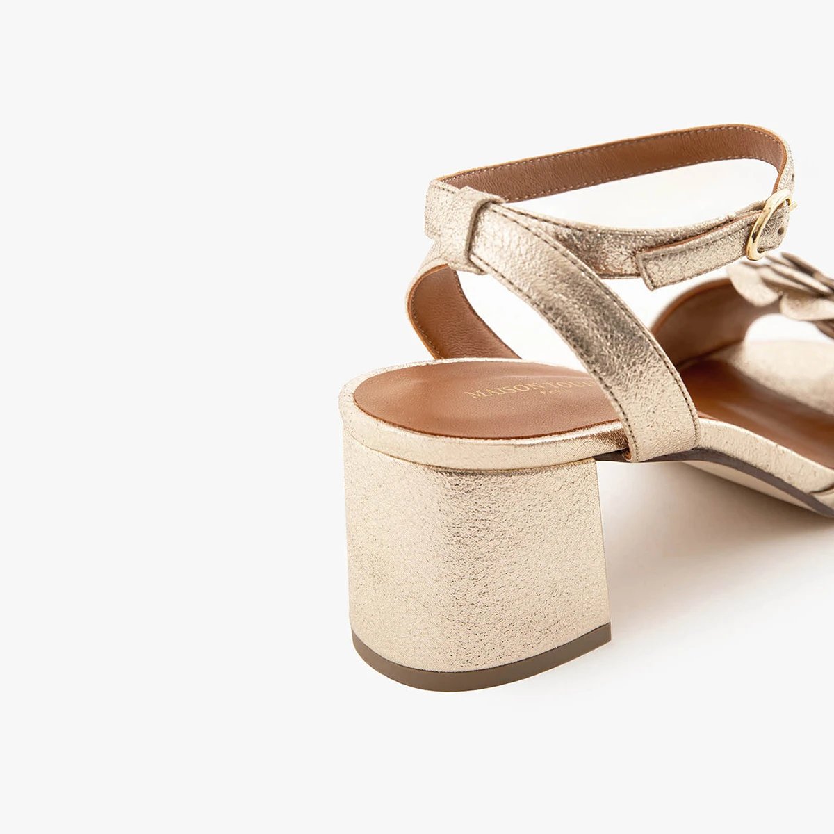 Sandale cuir pailleté LUCILE doré clair, MAISON TOUFET