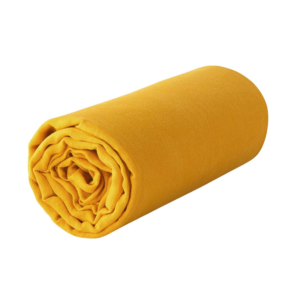 Drap housse en lin LINEN jaune moutarde, HABITAT