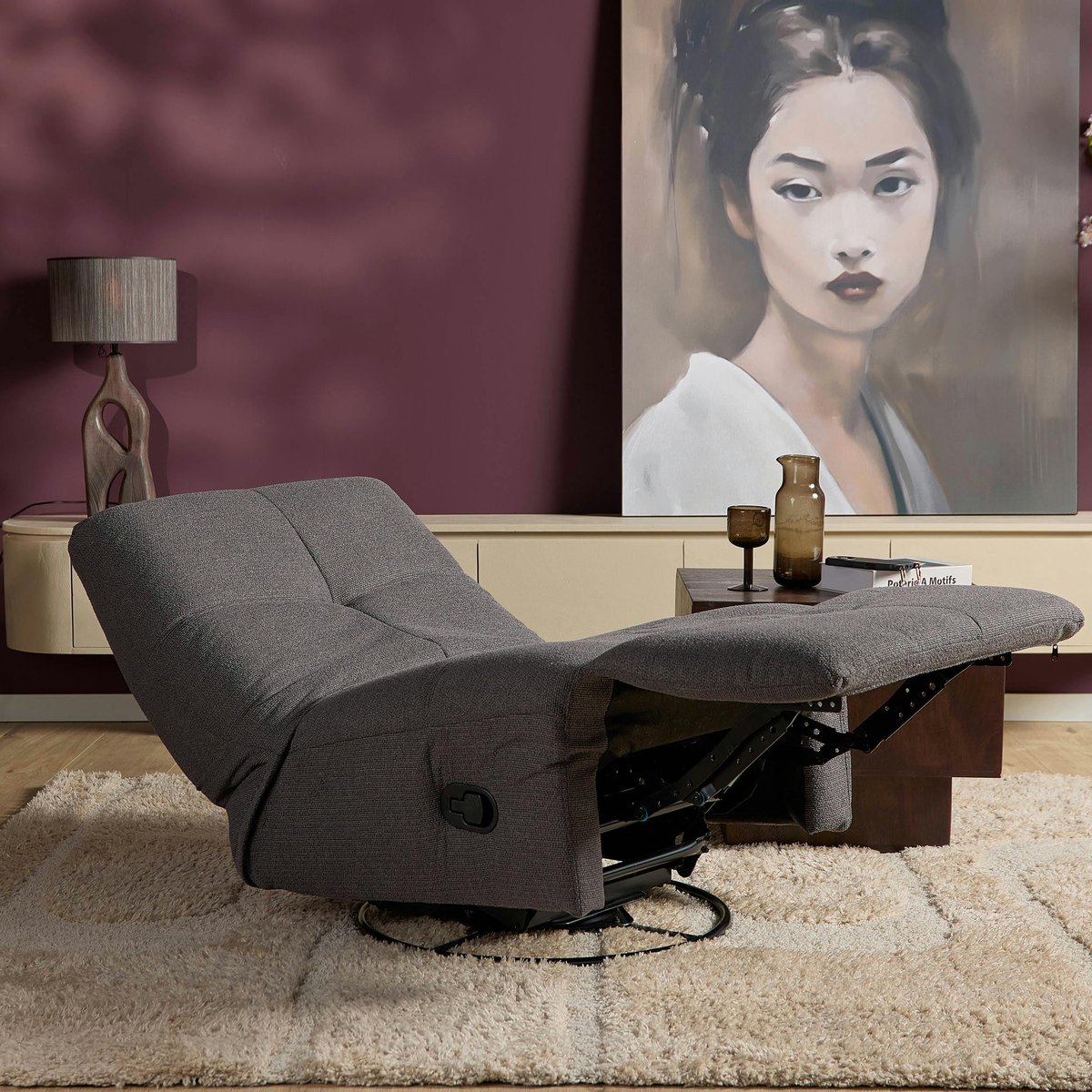 Fauteuil relax inclinable BELORA gris foncé, PIER IMPORT
