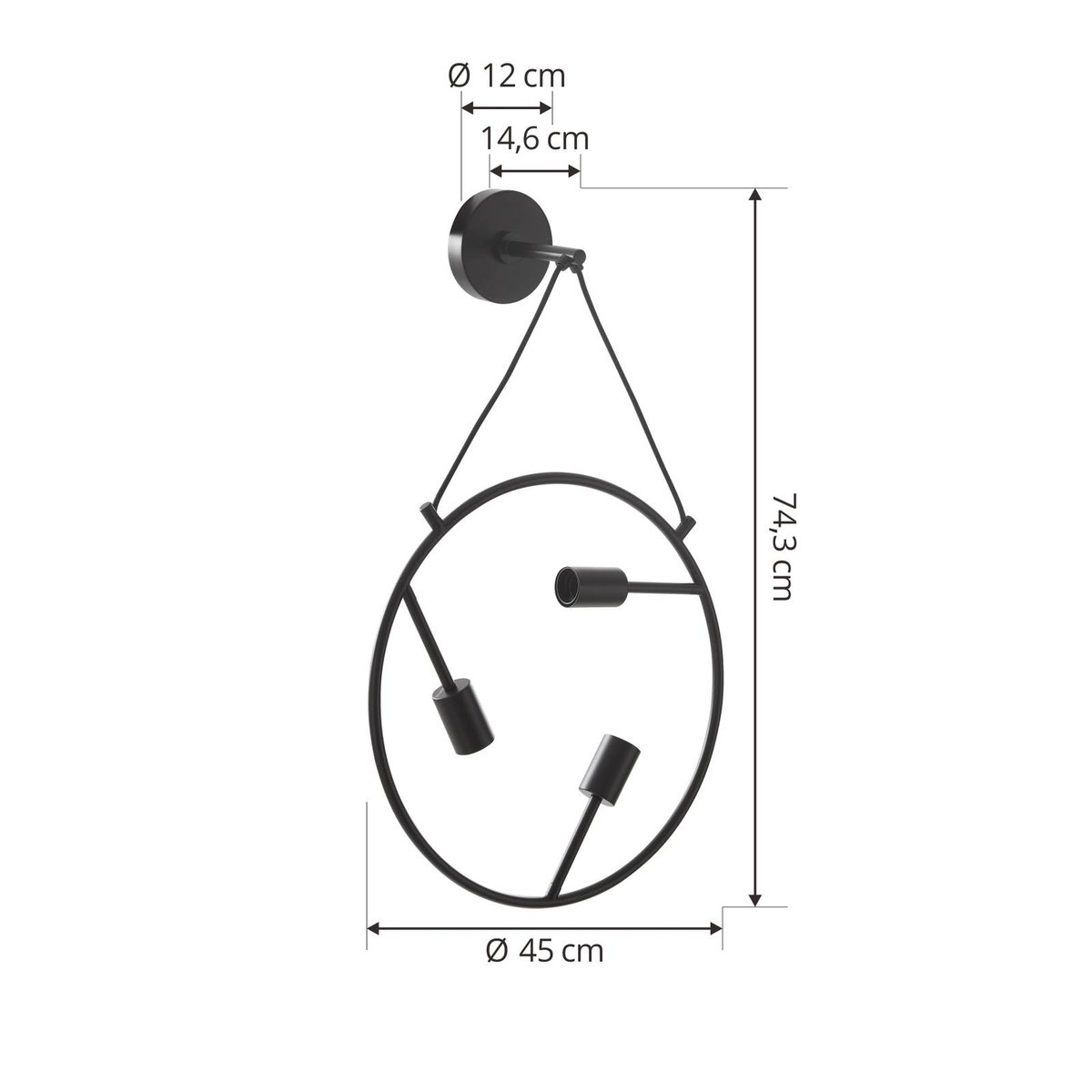 Applique en métal design, Linnard noir, LUCANDE