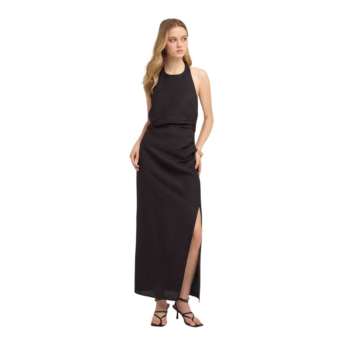 Robe longue avec drapé noir, MOTIVI