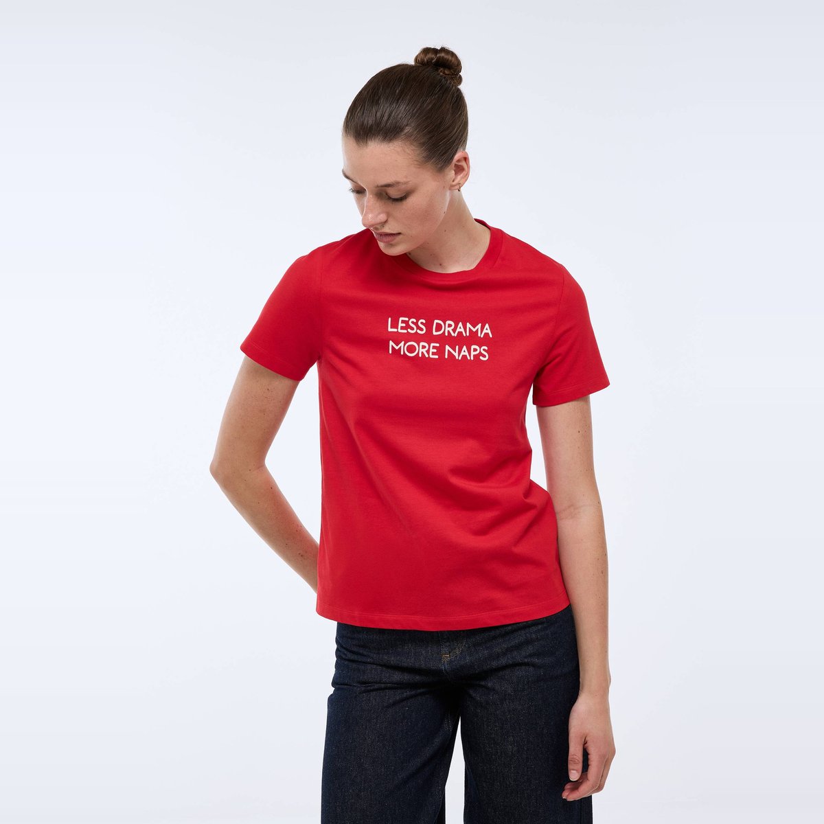 T-shirt à manches courtes à message imprimé en coton BIO lipstick, MONOPRIX