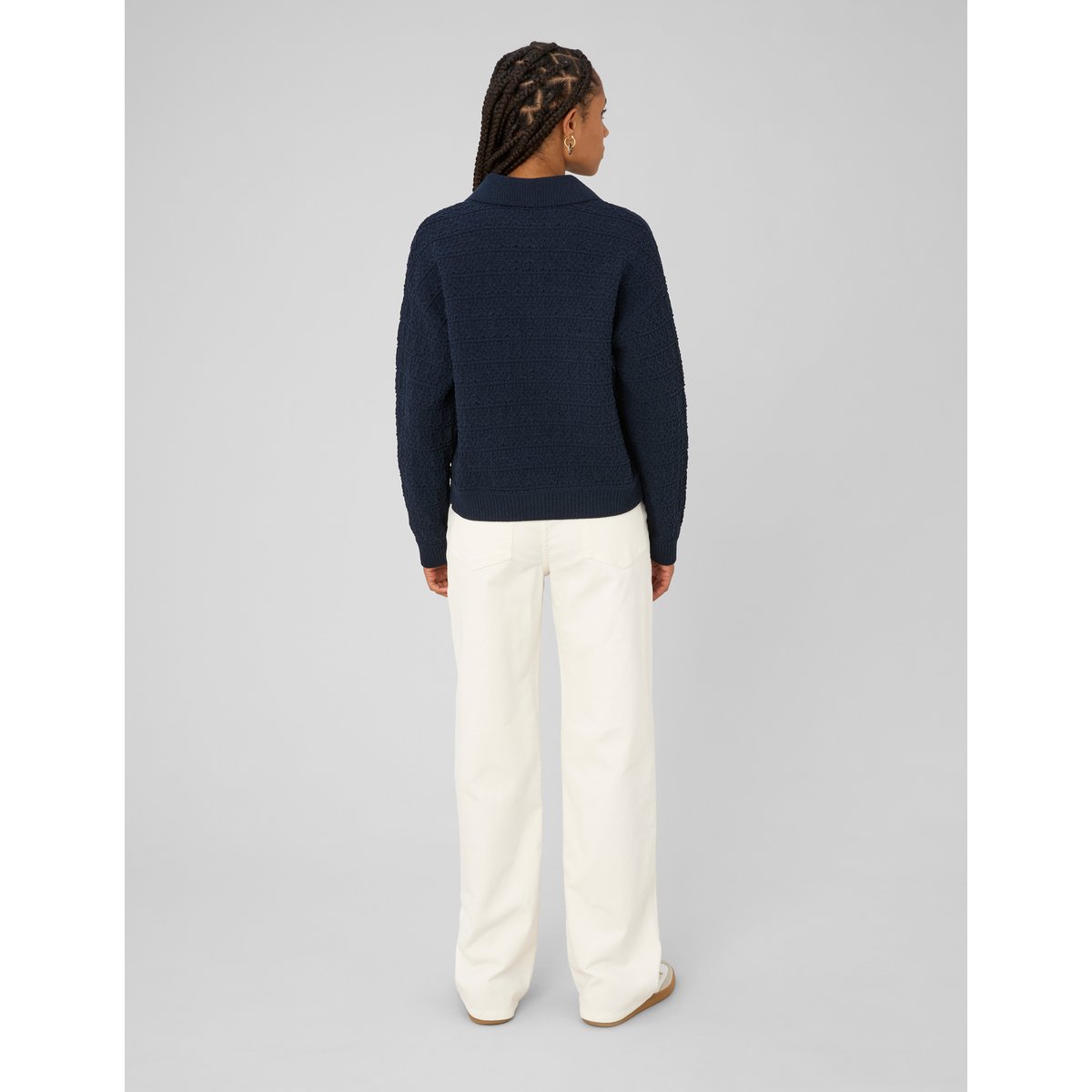 Gilet boutonné col polo bleu foncé, BZB