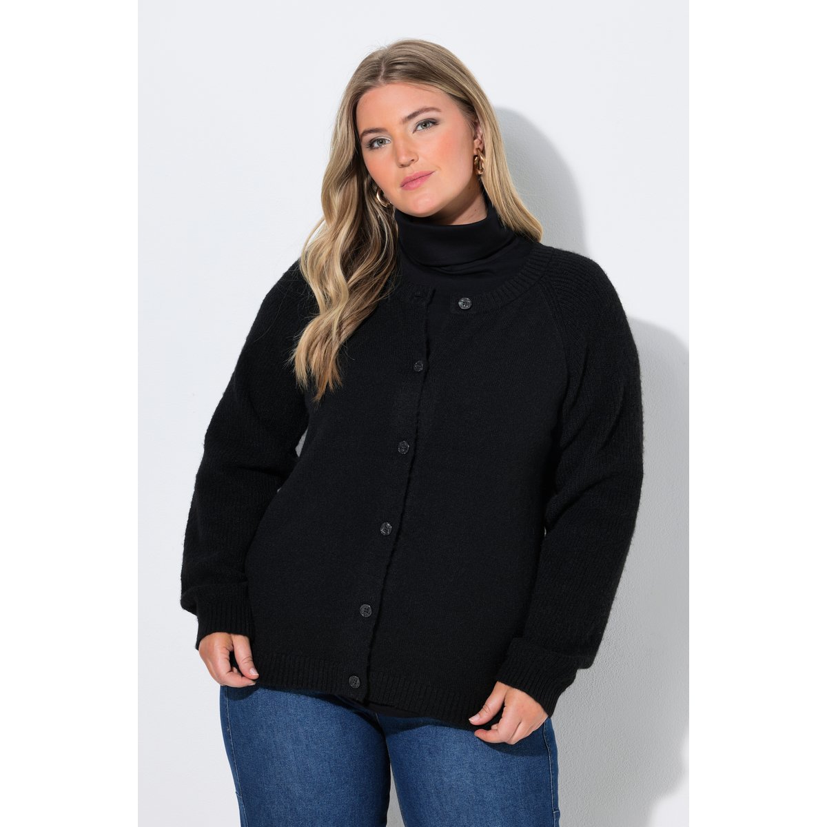 Cardigan chiné, encolure ronde noir, ULLA POPKEN
