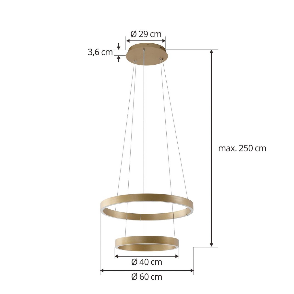 Suspension connectée en aluminium moderneLED or, LUCANDE