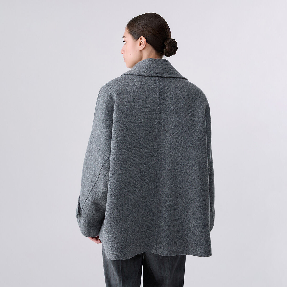 Manteau en laine oversize gris chiné, LIU JO