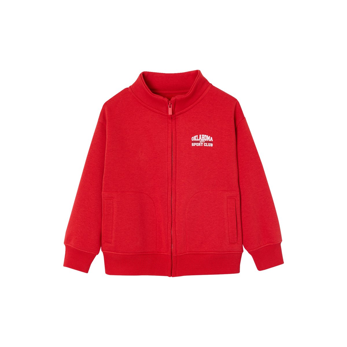 Sweat zippé col camionneur rouge, VERTBAUDET
