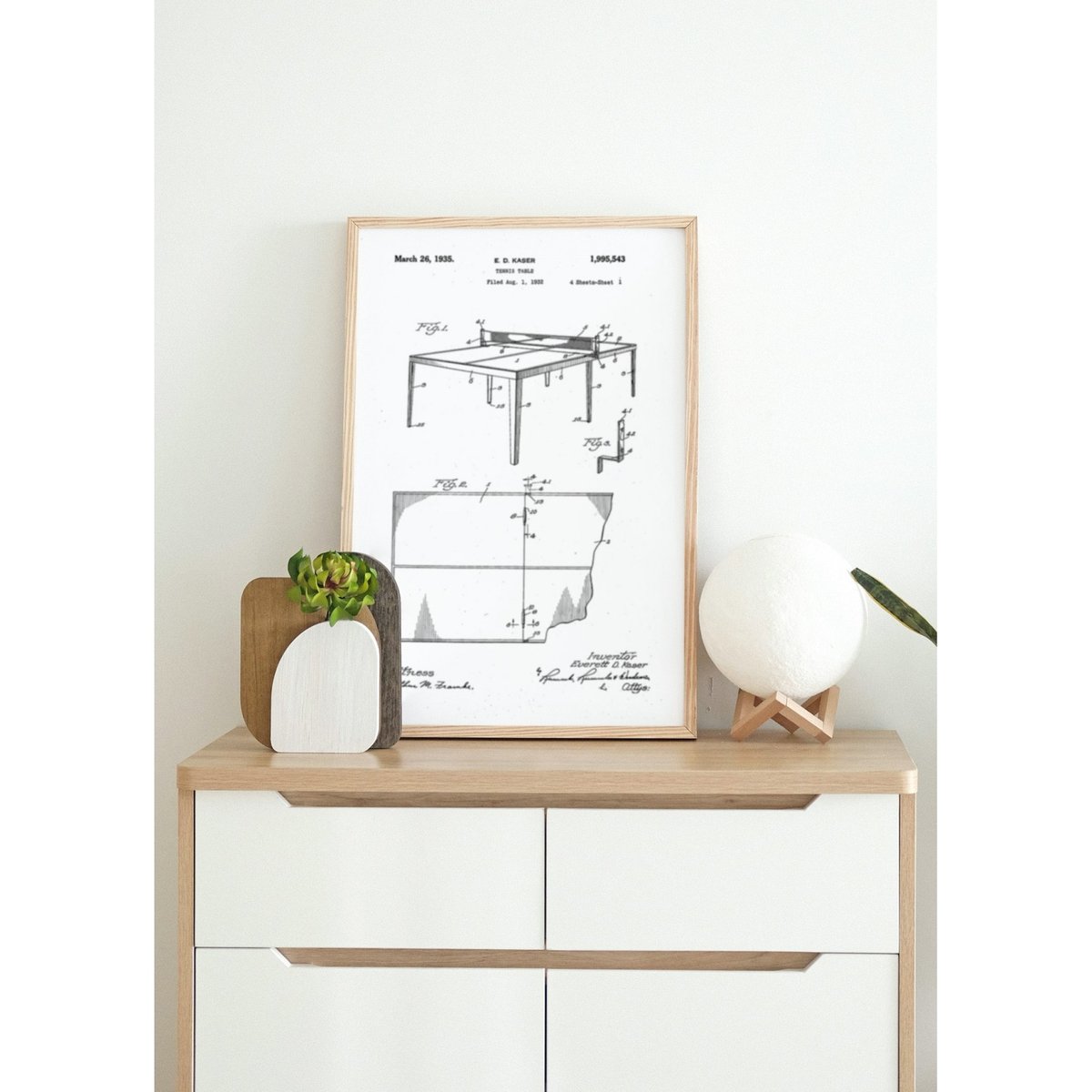 Affiche 'Brevet Table de ping pong' blanc, L'AFFICHERIE