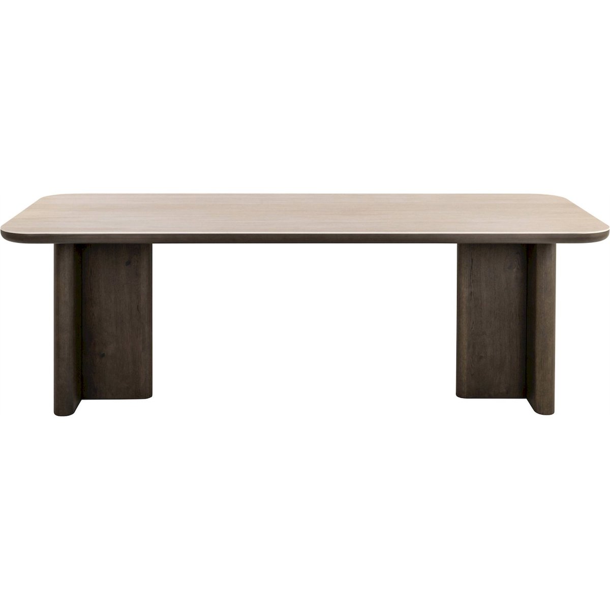 Table à manger rectangulaire en céramique Nando marron effet travertin bois foncé, RECOLLECTION
