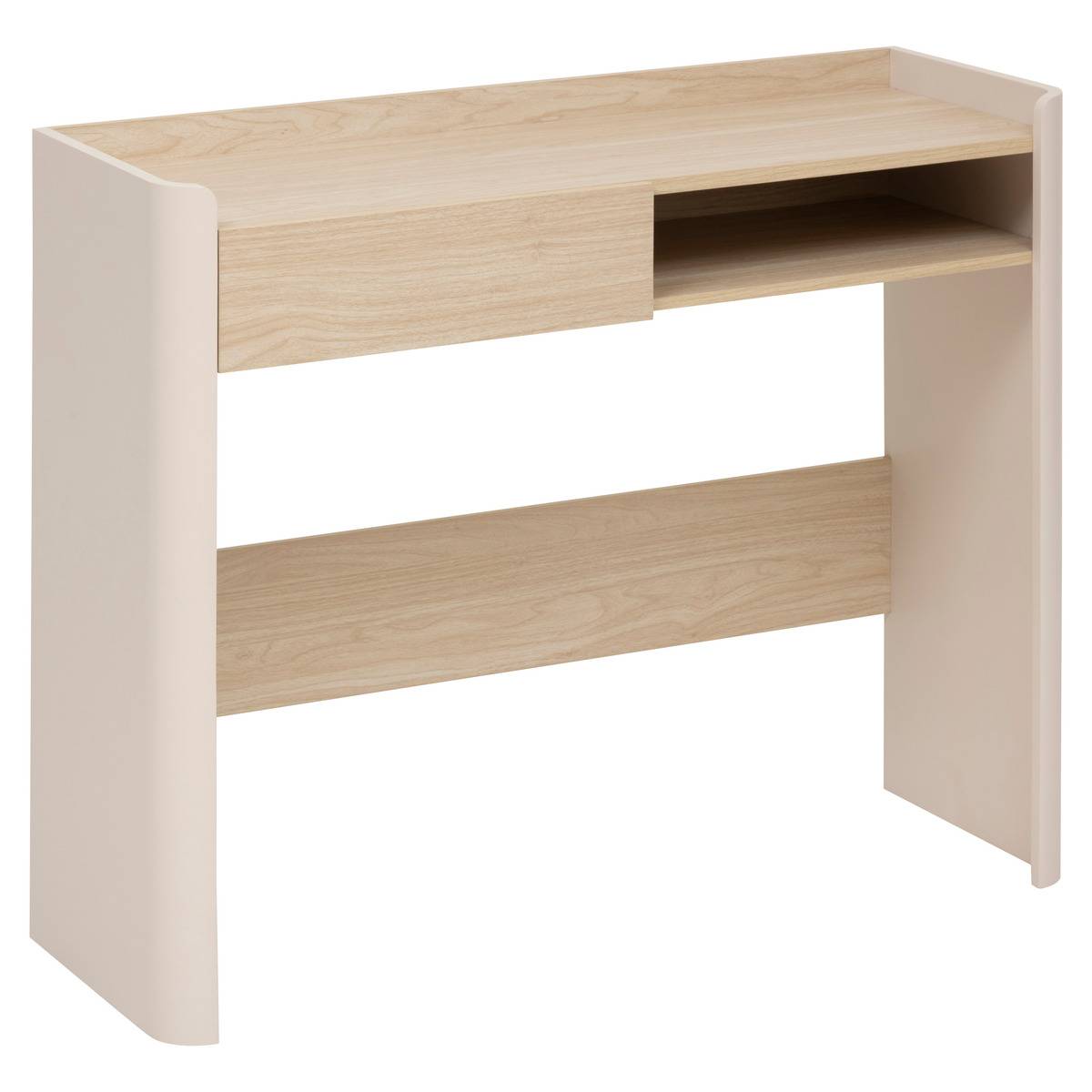 Console 1 tiroir effet bois ROUNDY ivoire, 5FIVE SIMPLY SMART