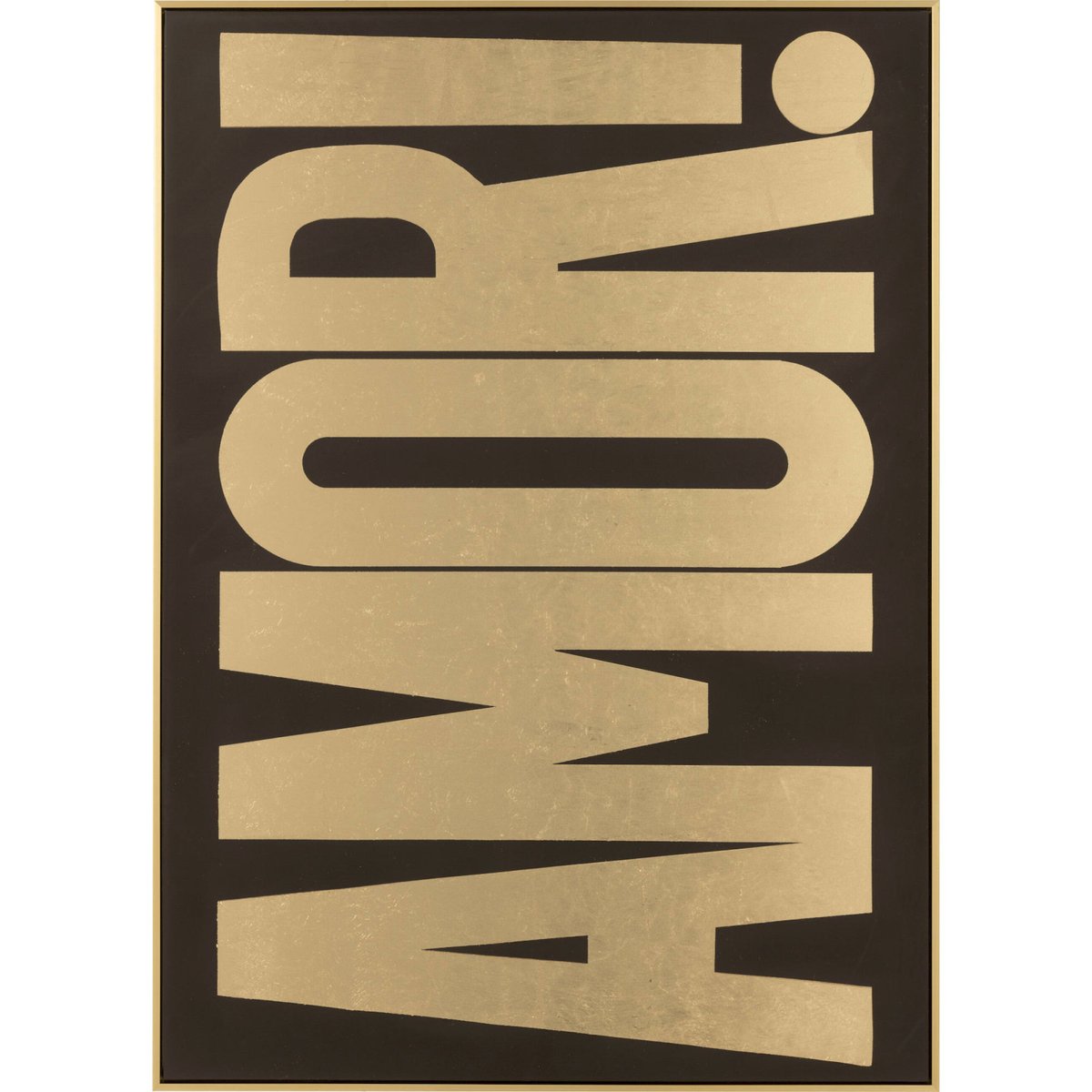 Tableau mural rectangulaire en toile message amour noir profond et doré mat, RECOLLECTION