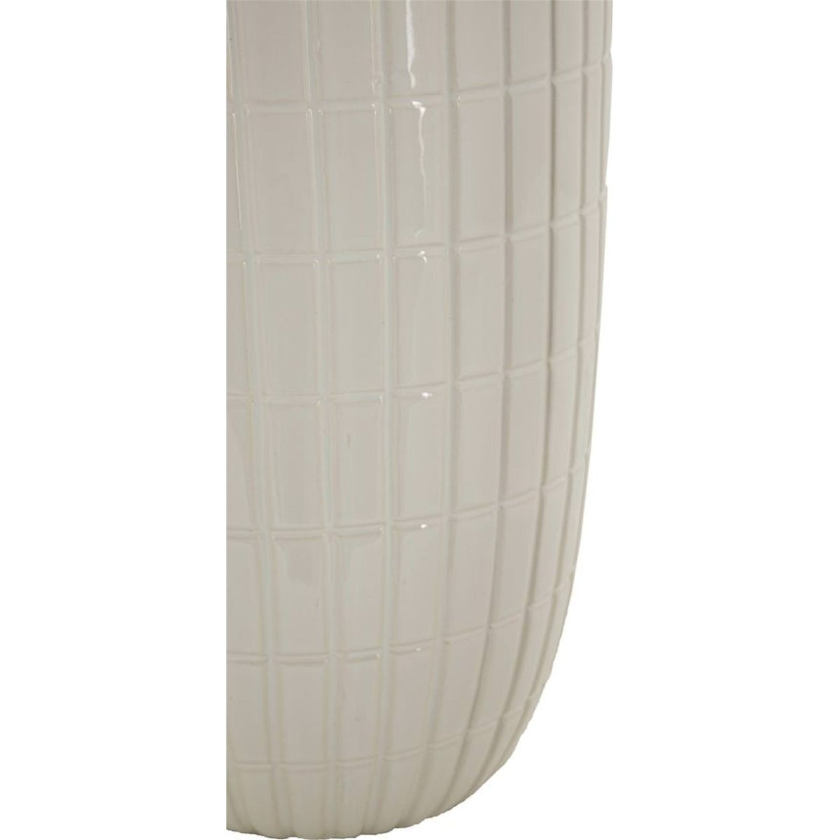 Vase en céramique à relief quadrillé GLAM blanc et doré, RECOLLECTION