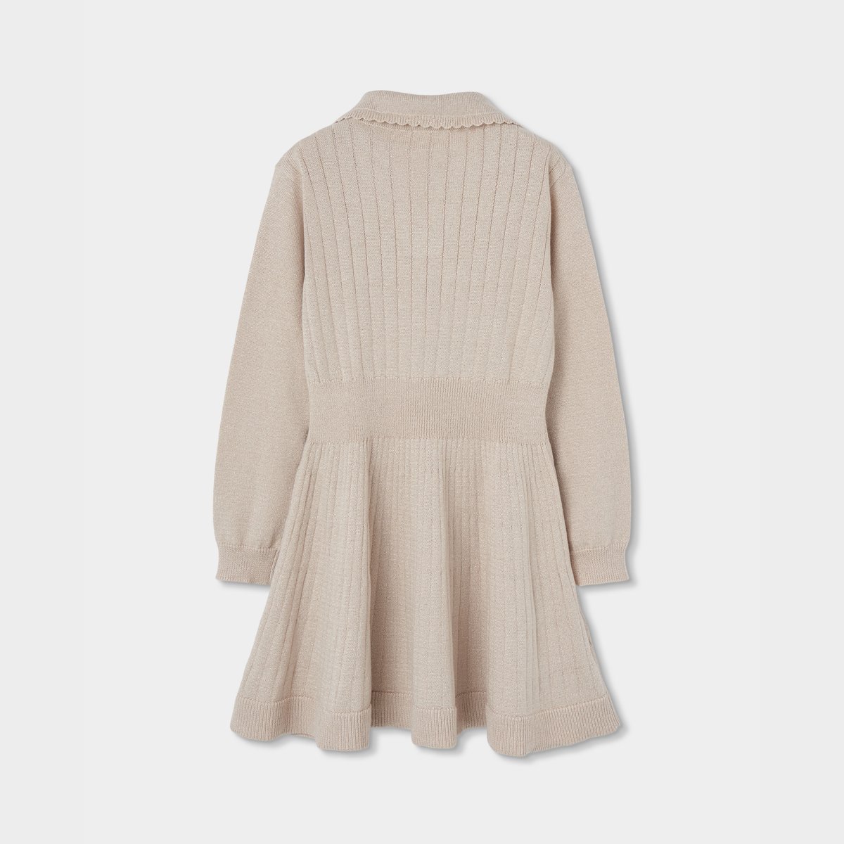 Robe fille en maille avec détails beige, BOBOLI