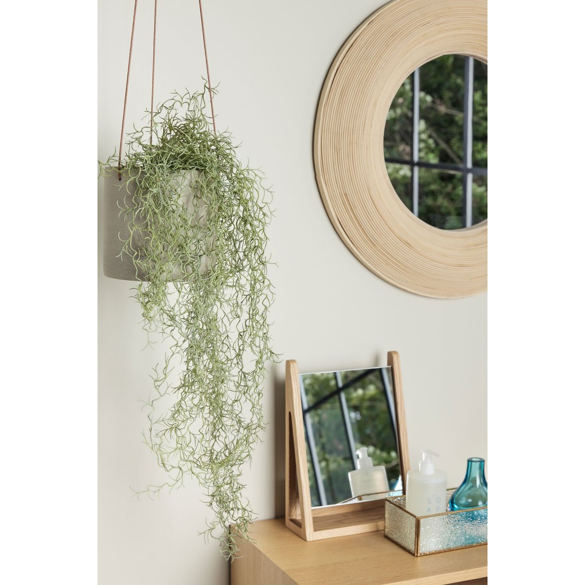 Miroir de table en verre miroir et bois de chêne POINT naturel, HUBSCH