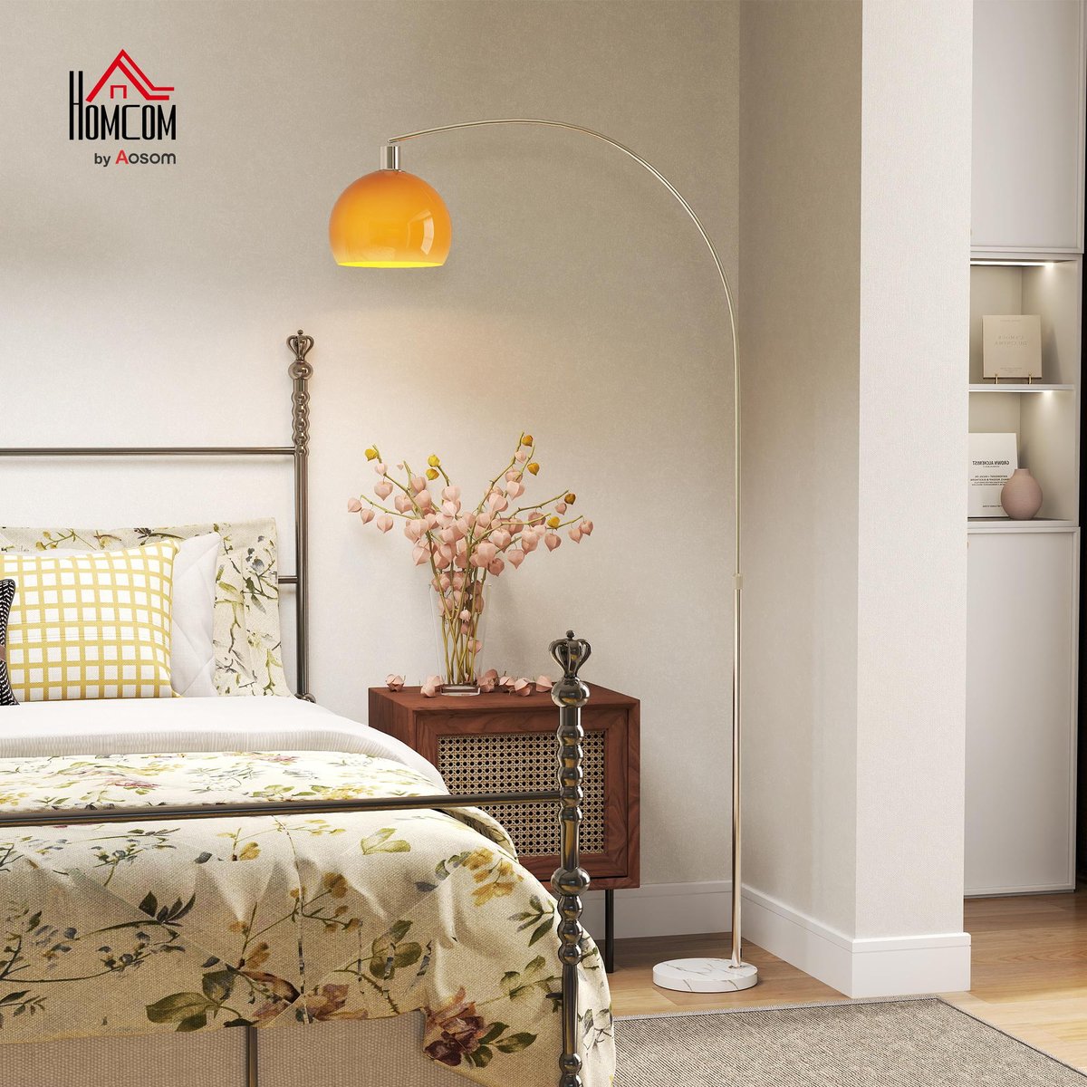 Lampadaire Métal Orange orange, HOMCOM