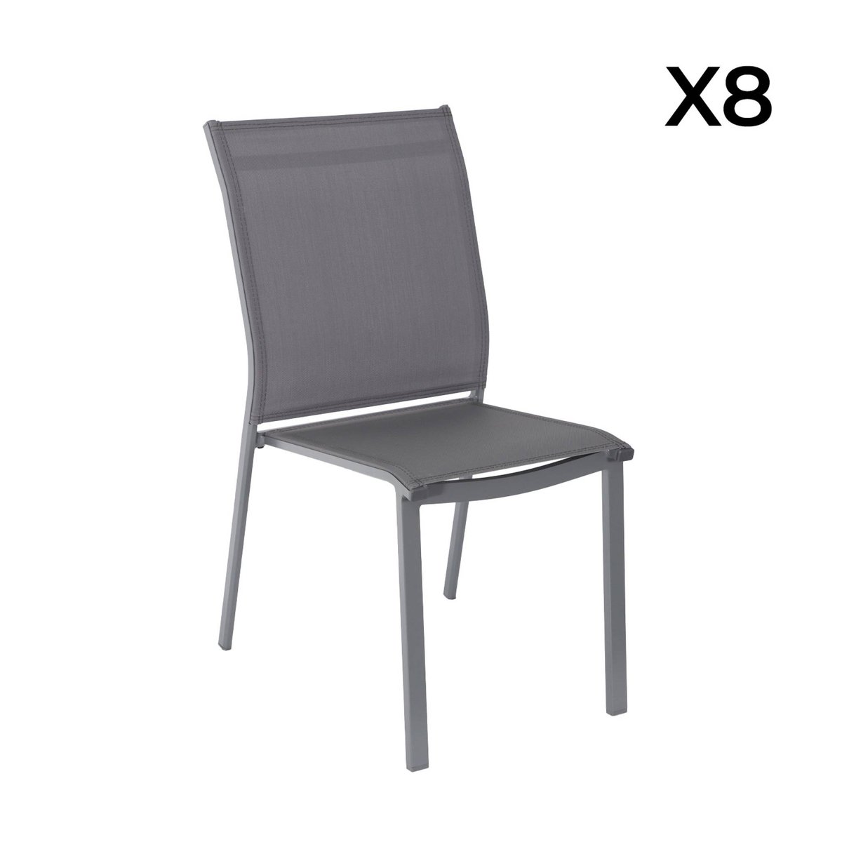 Table de jardin bois d'acacia et aluminium + 8 assises ELDORA + BUFFALO anthracite, SWEEEK