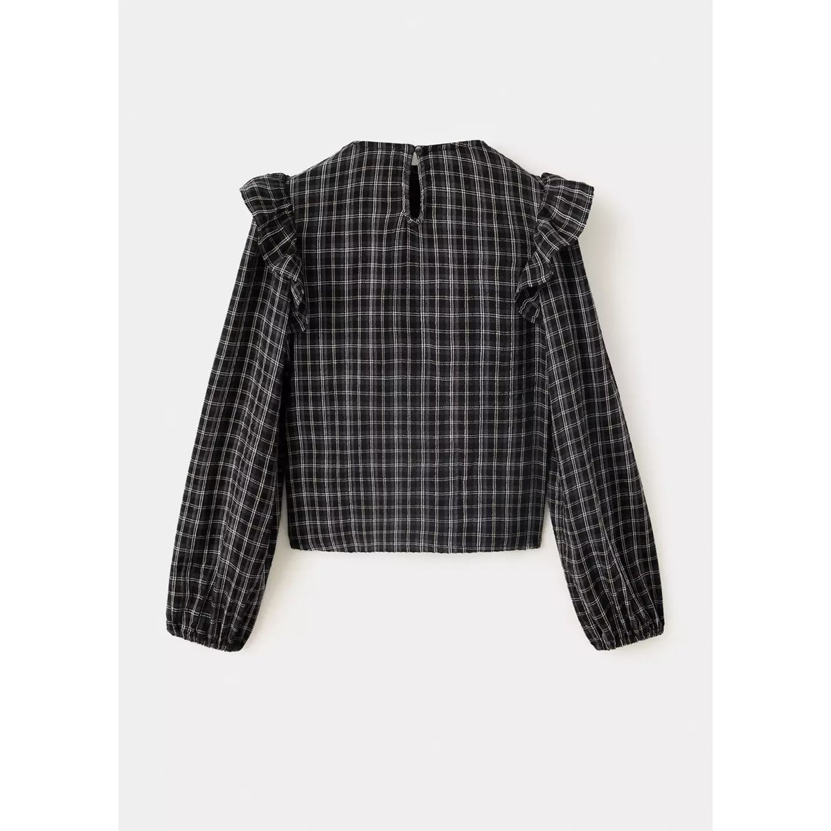 Blouse à carreaux détail volants noir, MANGO KIDS