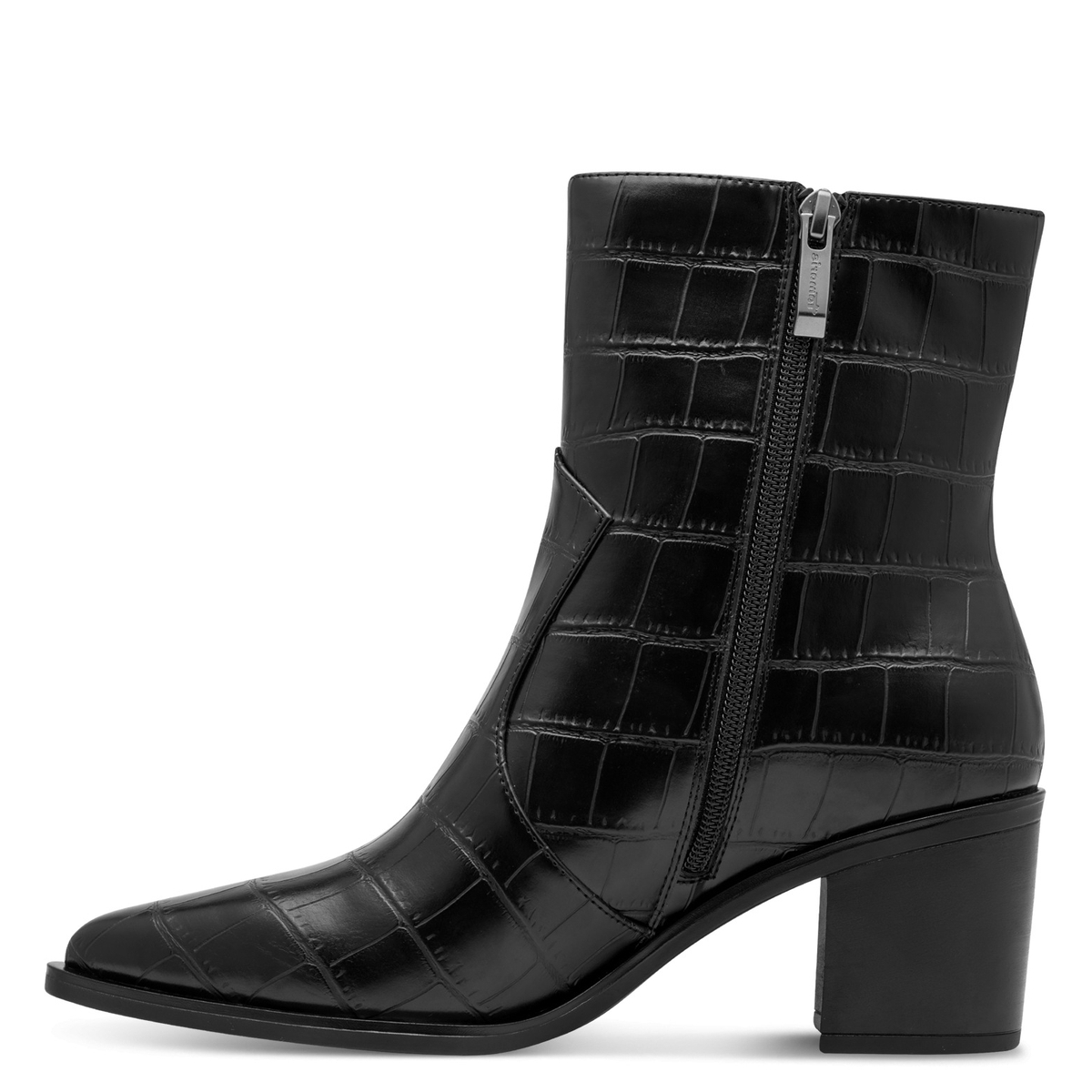 Bottine pointu noir croco, TAMARIS