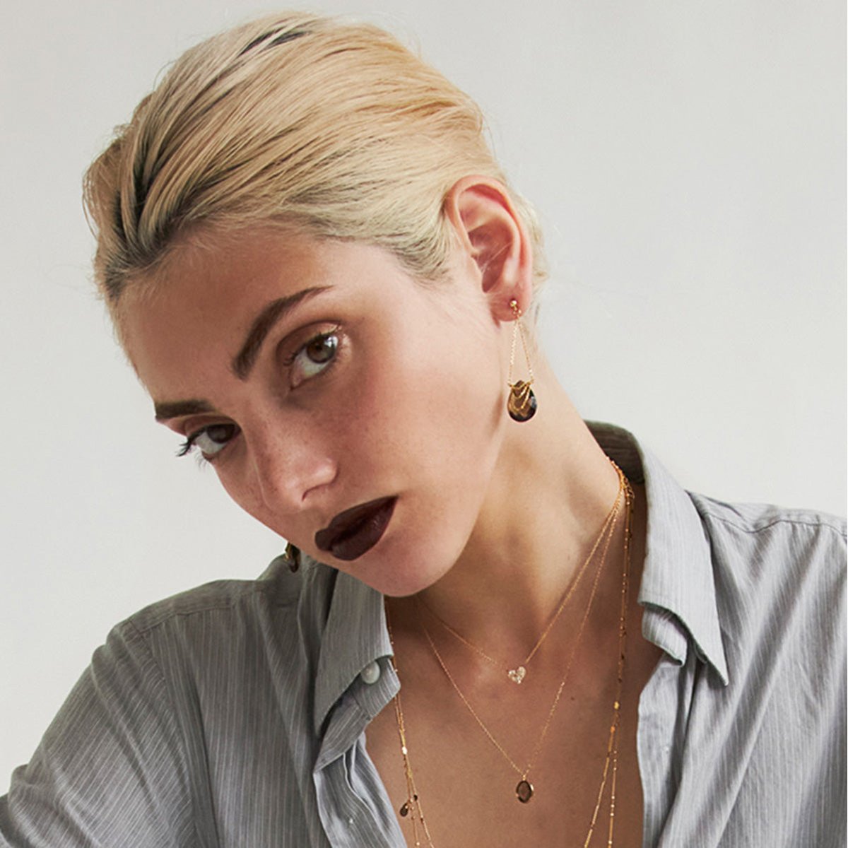 Collier doré jet heart - kuchi cristal beige, CAROLINE NAJMAN
