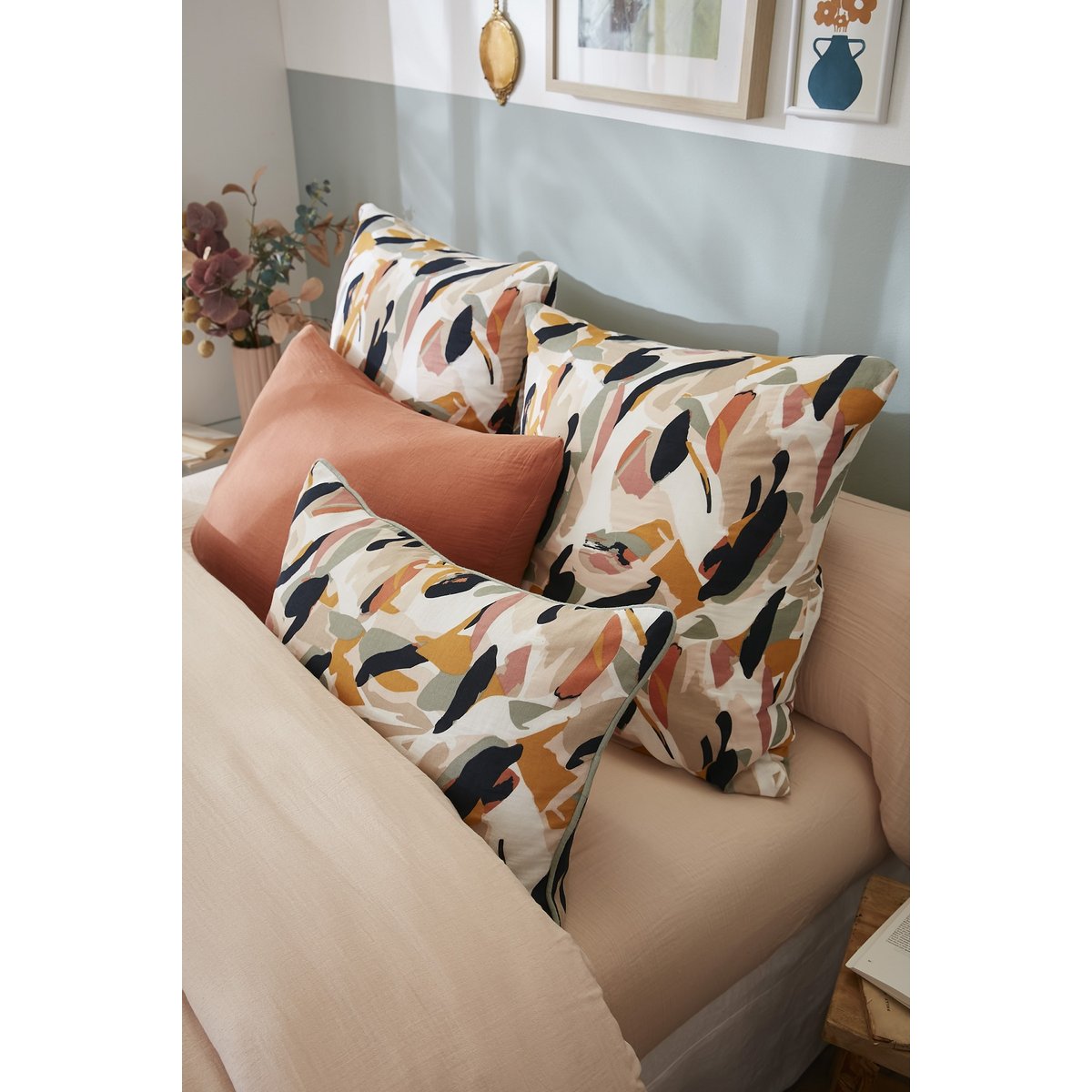 Taie doreiller en gaze de coton Julia beige, EDEN
