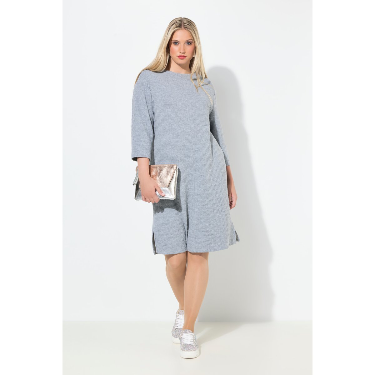 Robe en maille texturée mélange d’argent, ULLA POPKEN