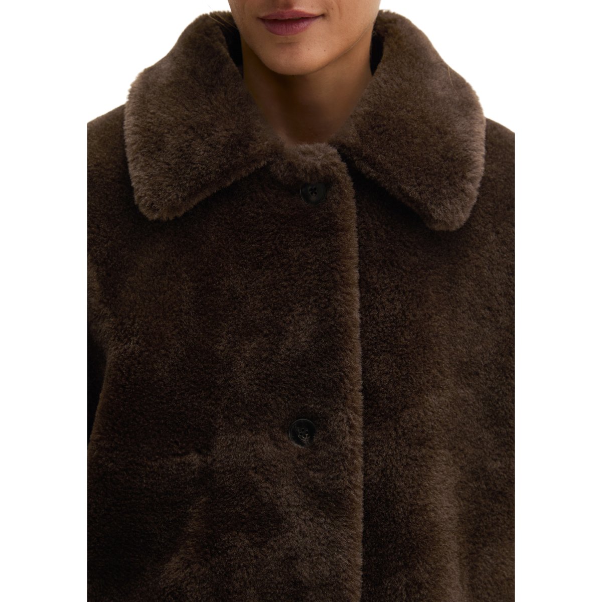 Petit manteau en peluche au style décontracté en polyester recyclé marron, MARC O'POLO