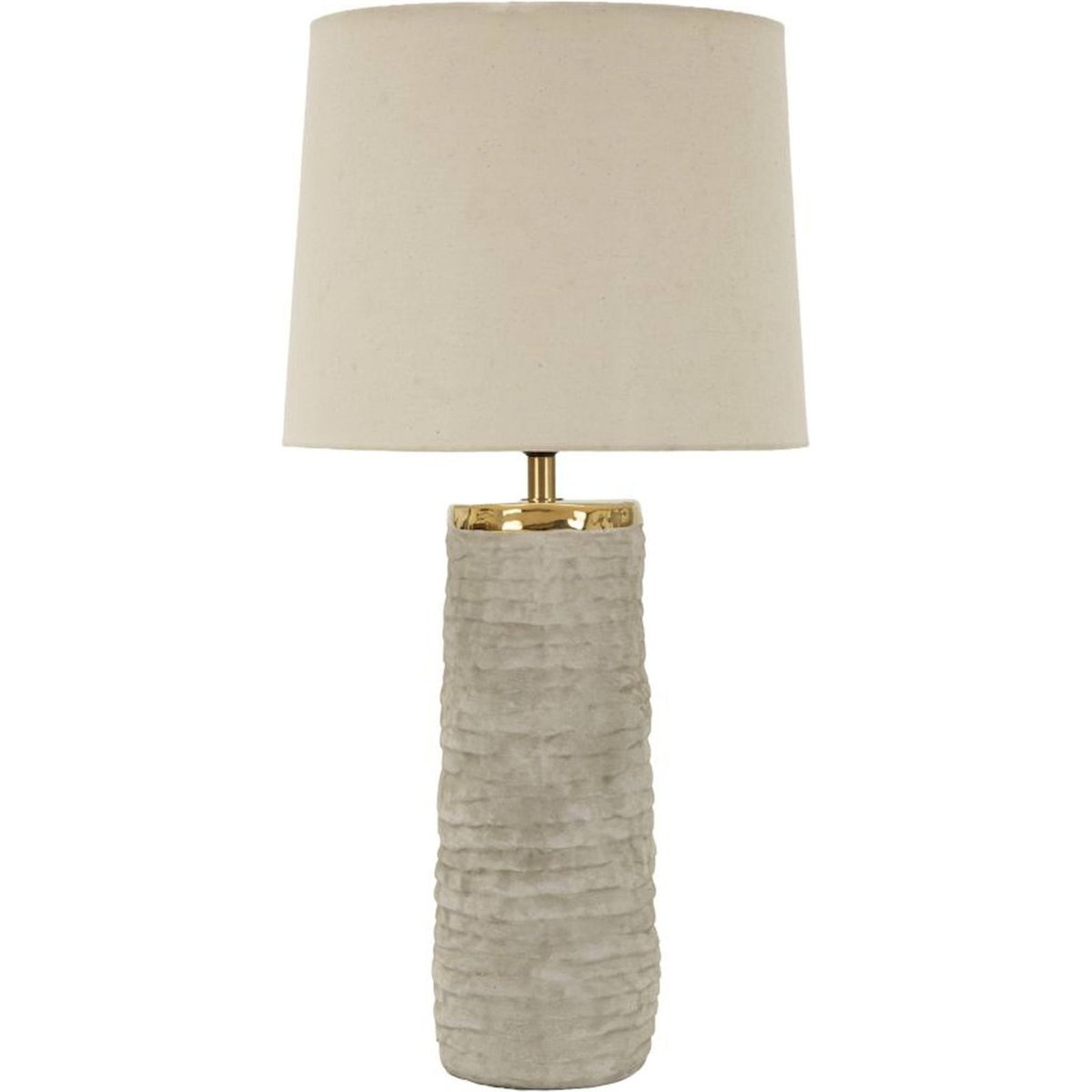 Lampe à poser céramique texturée abat-jour MODERN gris doré et beige, RECOLLECTION