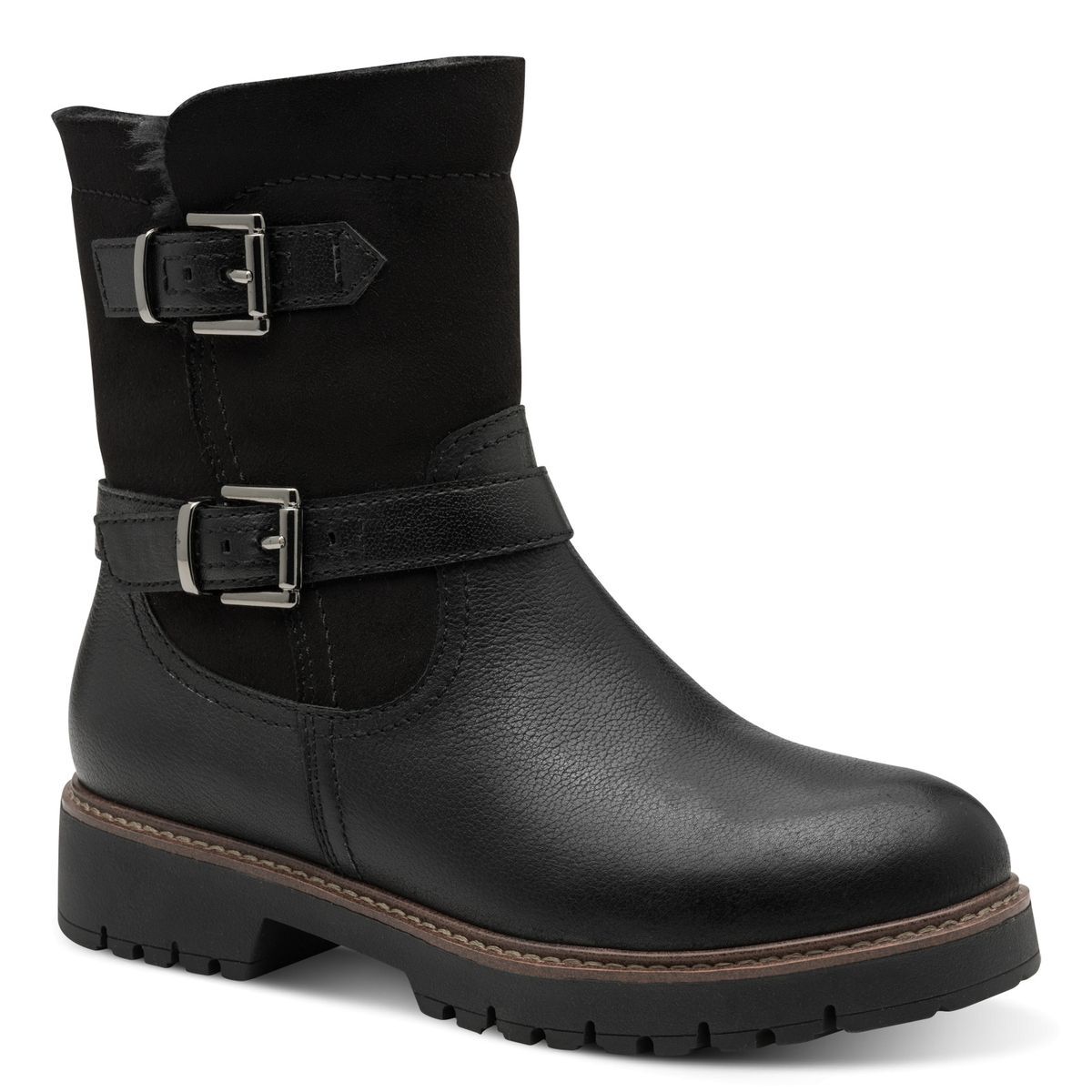 Bottine en cuir noir, TAMARIS