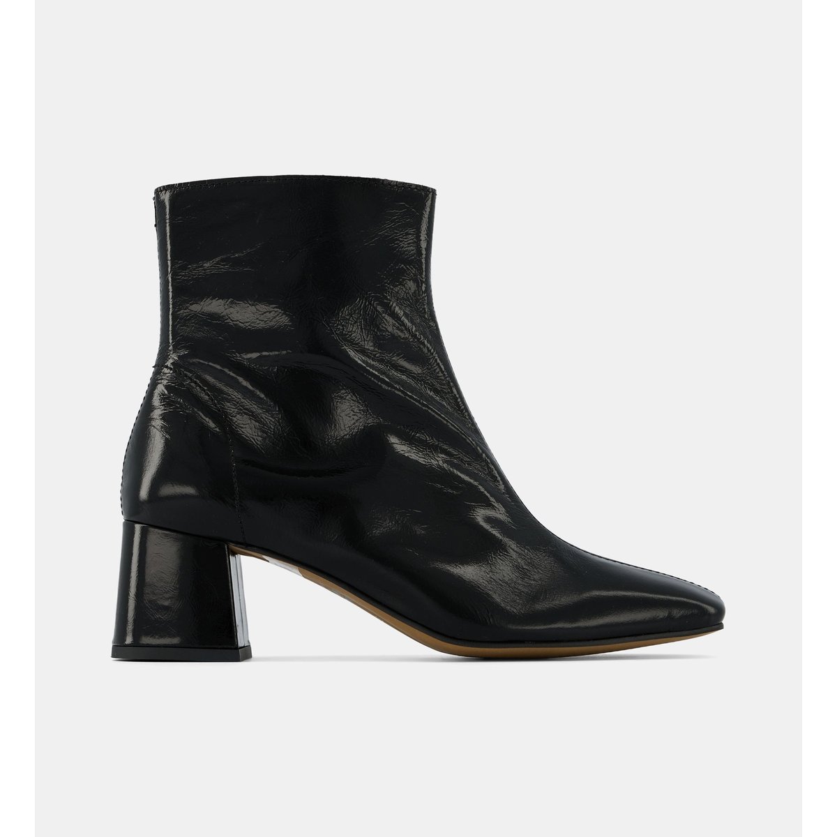 Bottines à petits talons vaea cuir verni noir, GALERIES LAFAYETTE