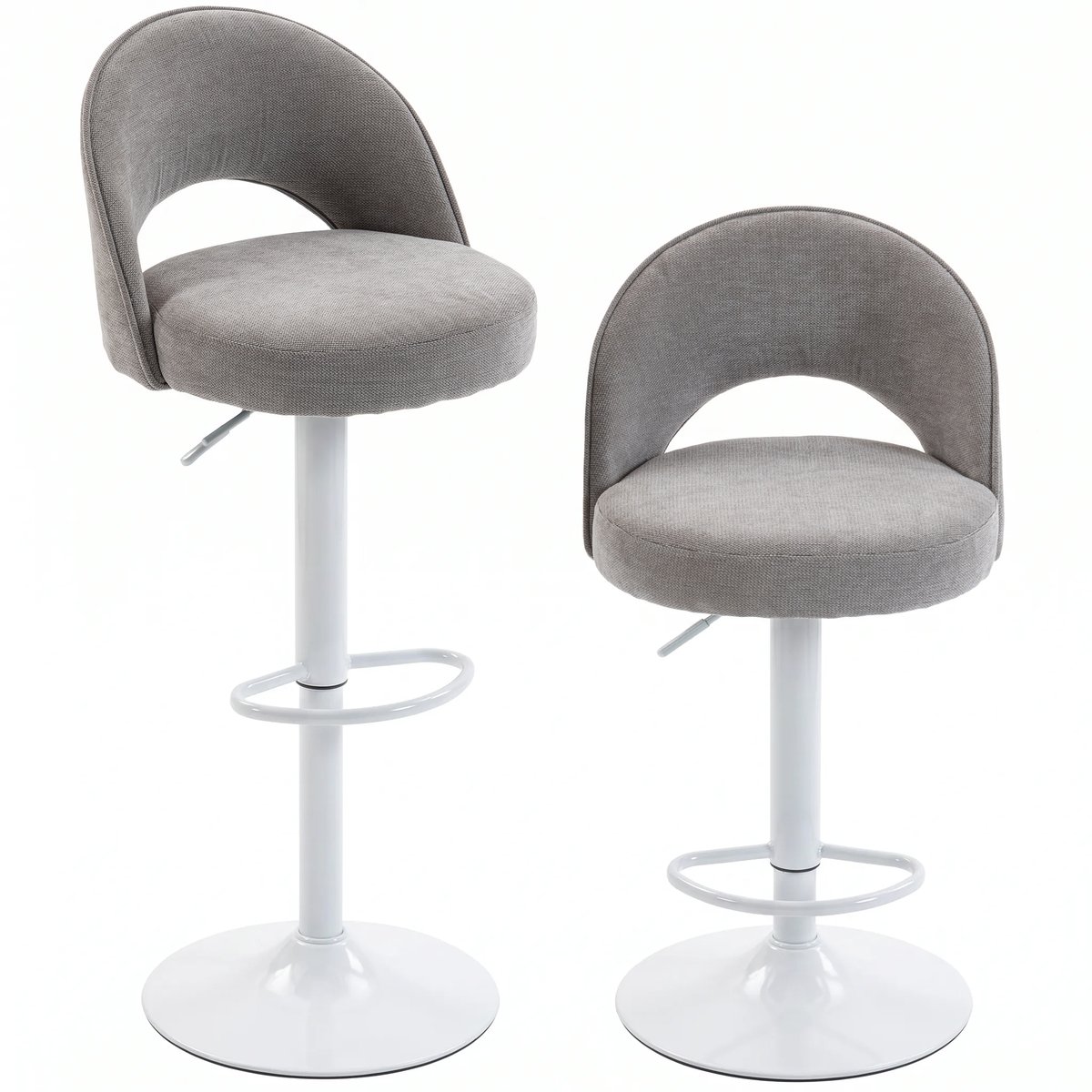 Tabouret de bar Chenille (100 % polyester) gris, noir, HOMCOM