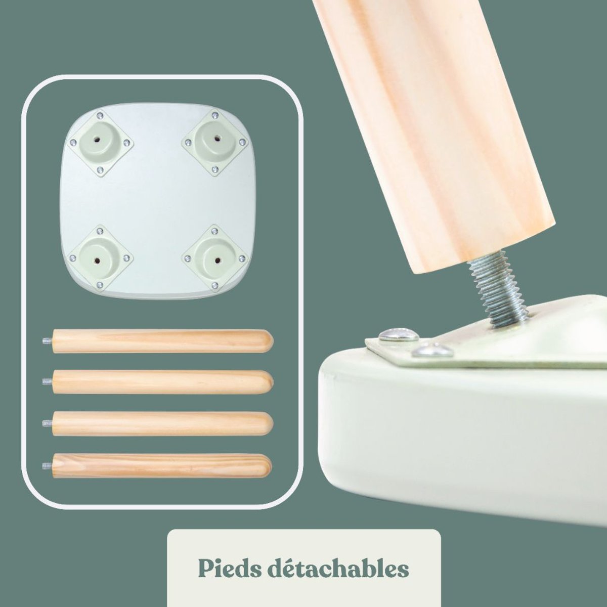 Tabouret d'intérieur vert sauge, ACTIVE TOTS