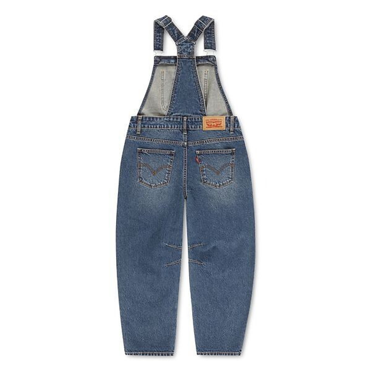 Salopette in denim, bretelle regolabili, gambe larghe blu denim, LEVI'S KIDS