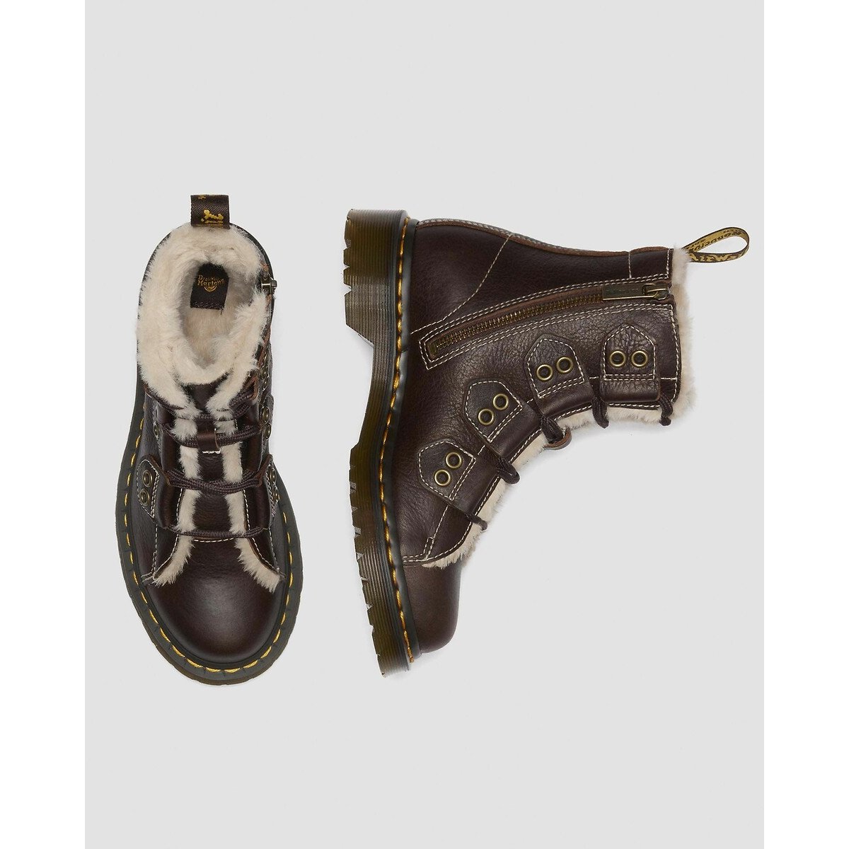 Stivaletti in pelle foderati 1460 Lace to Toe marrone scuro, DR. MARTENS