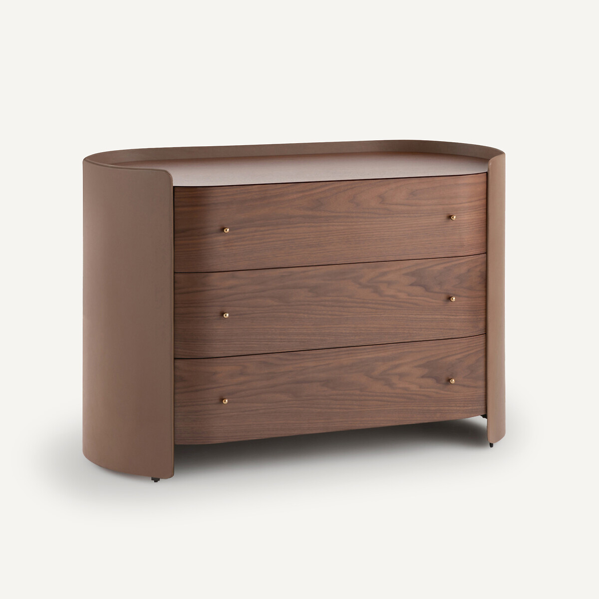 Commode 3 tiroirs plaqué noyer et cuir, Firmo noyer, AM.PM