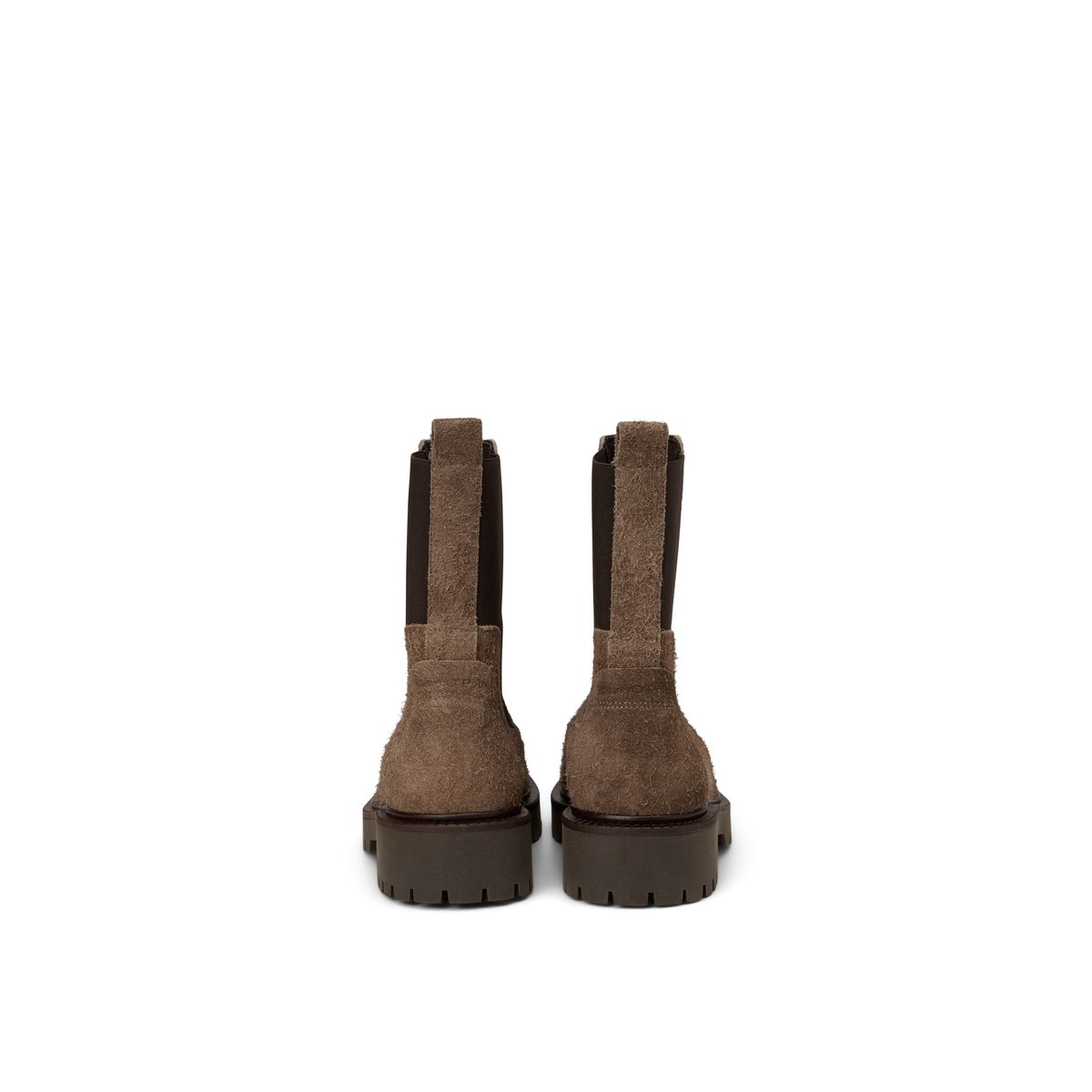 Bottines Chelsea modèle Phia en cuir velours à poils longs marron, MARC O'POLO