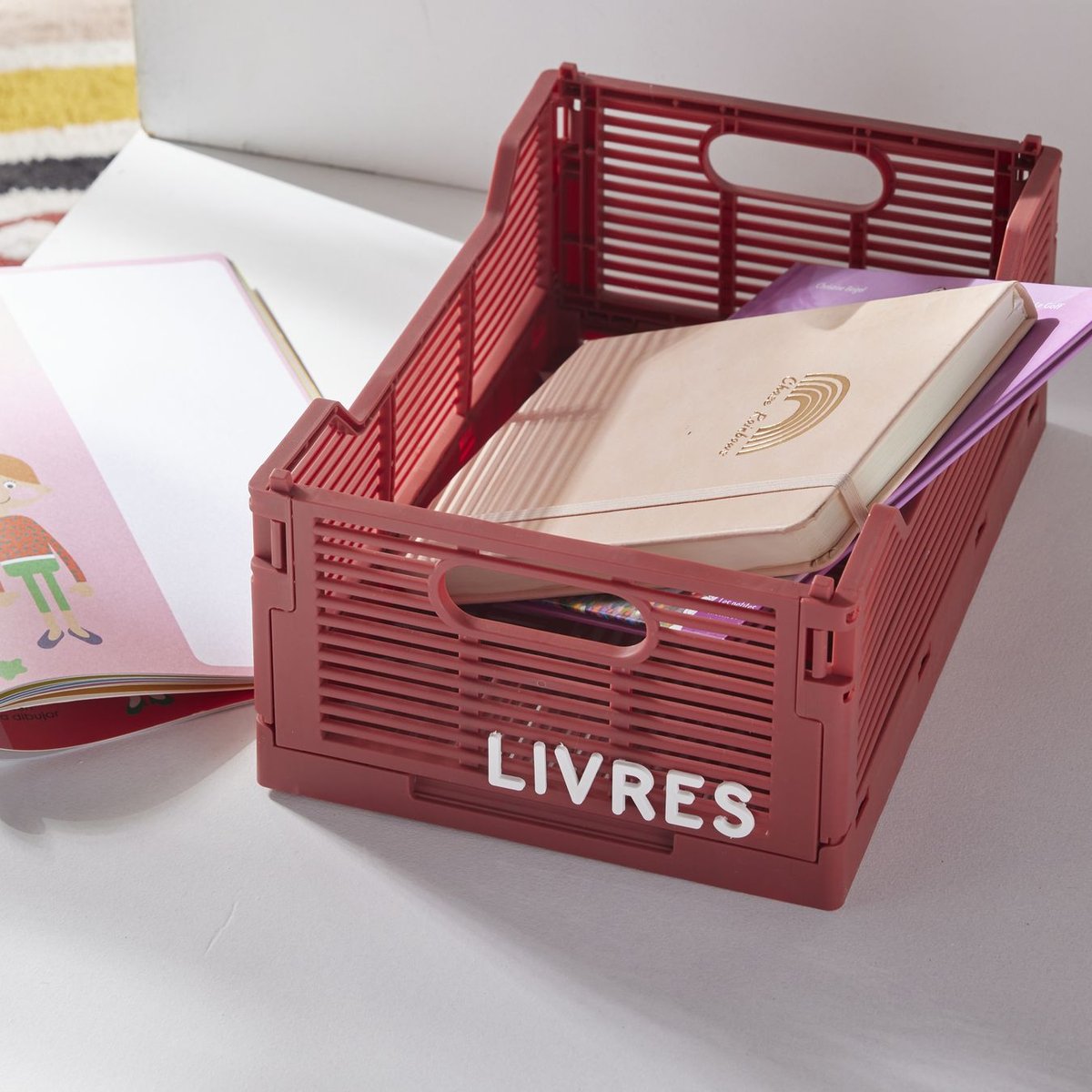 Caisse pliable en plastique LA TETE DANS LES NUAGES terracotta, FACTORY