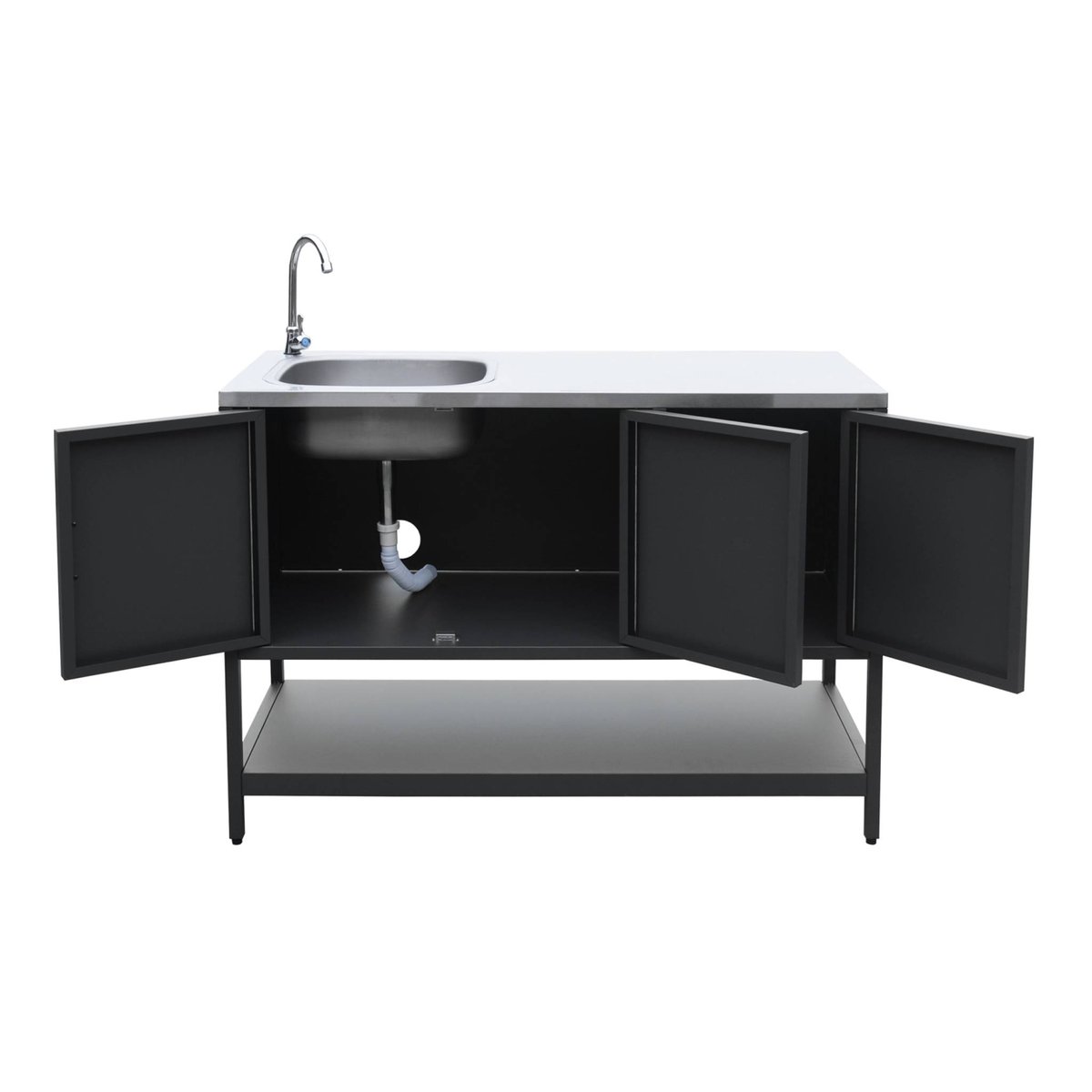 Cuisine d'extérieure 2 modules avec barbecue gaz 3 brûleurs sur pieds, thermomètre NAXOS BARBECUE GAZ + 1 MODULE noir, SWEEEK