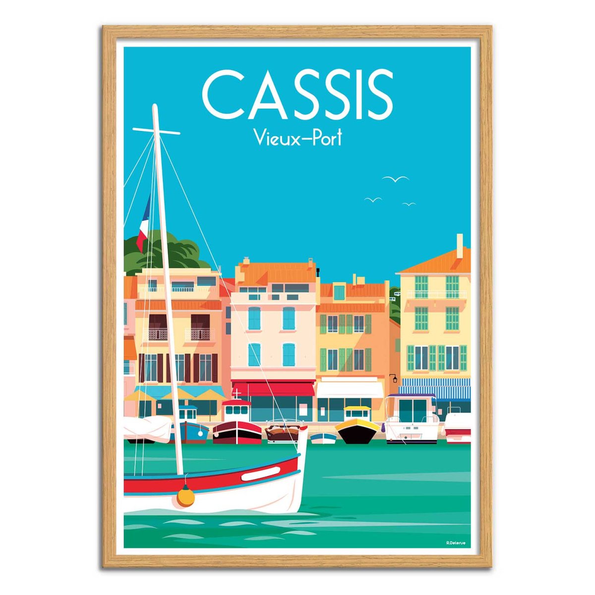 Affiche d'art - Cassis Vieux port - Raphael Delerue bleu, WALL EDITIONS