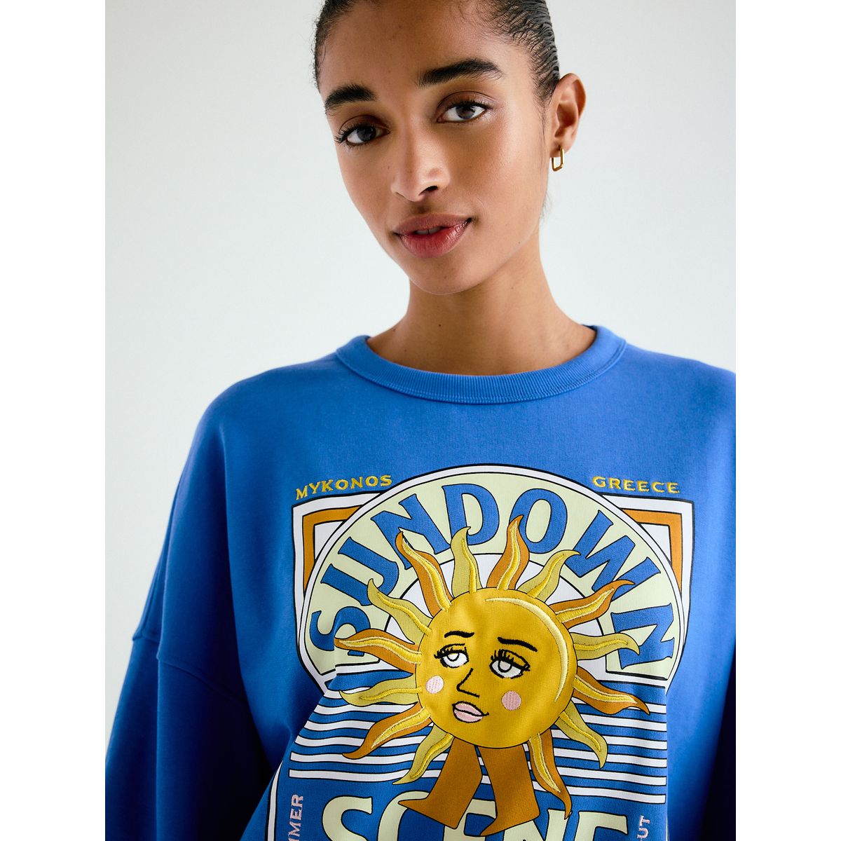 Sweat ras du cou imprimé bleu cobalt, NEXT