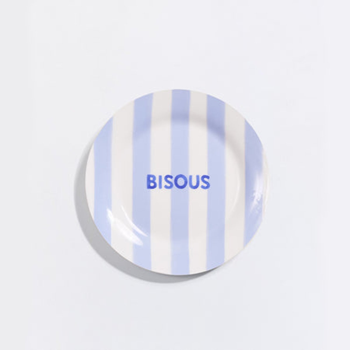 Assiette à dessert Bisous - RAYURES rayures bleues, EMOI EMOI