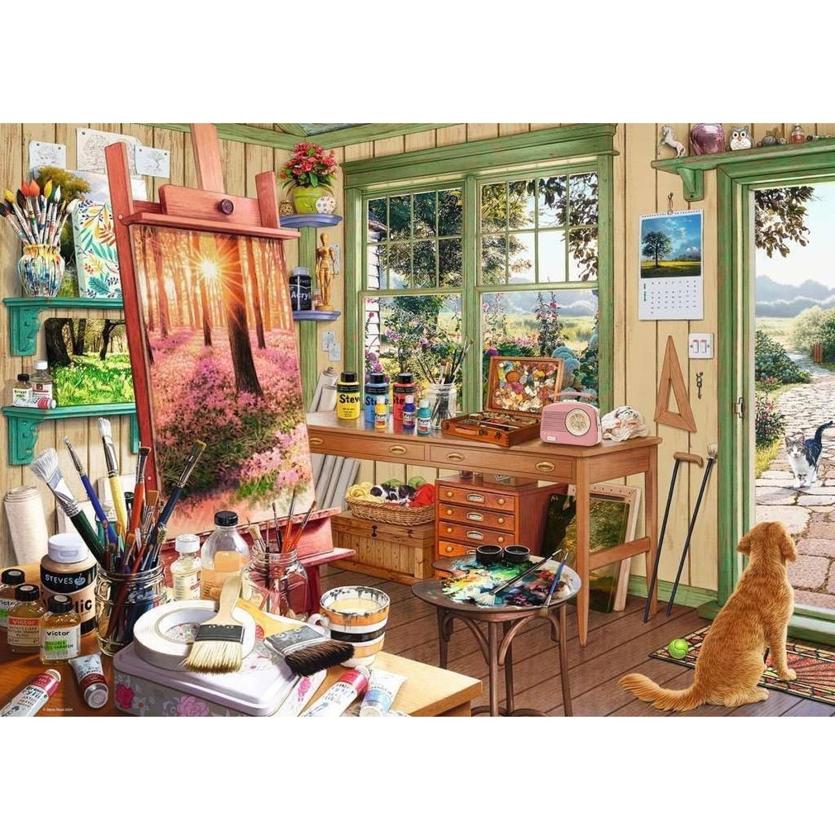 Puzzle L'atelier de l'artiste 1000 pcs vert, RAVENSBURGER