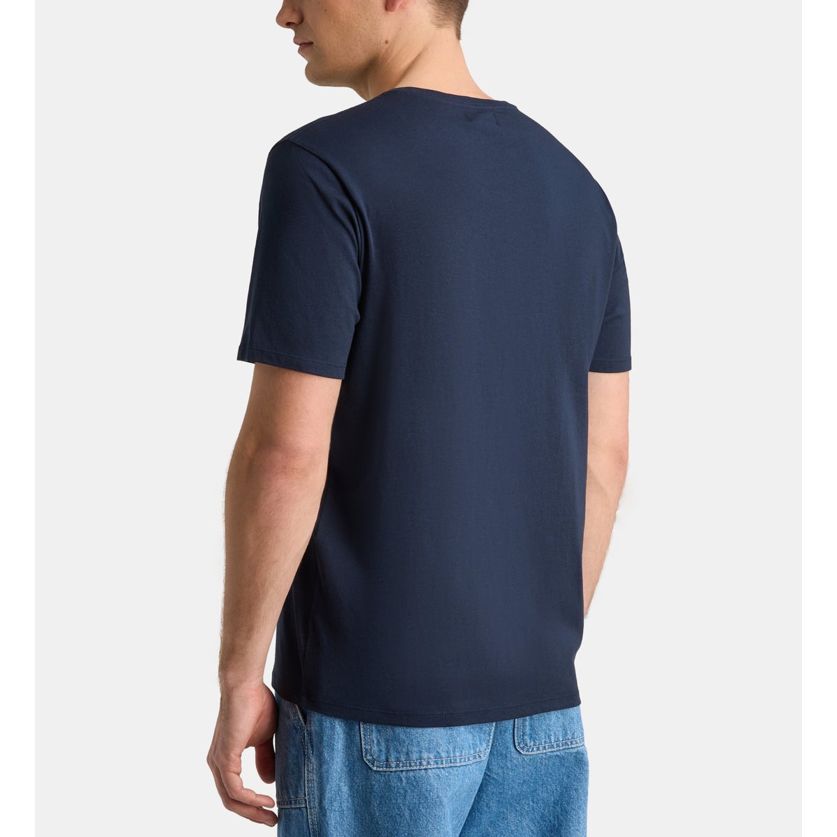 T-shirt sishev droit coton biologique col v bleu marine, GALERIES LAFAYETTE