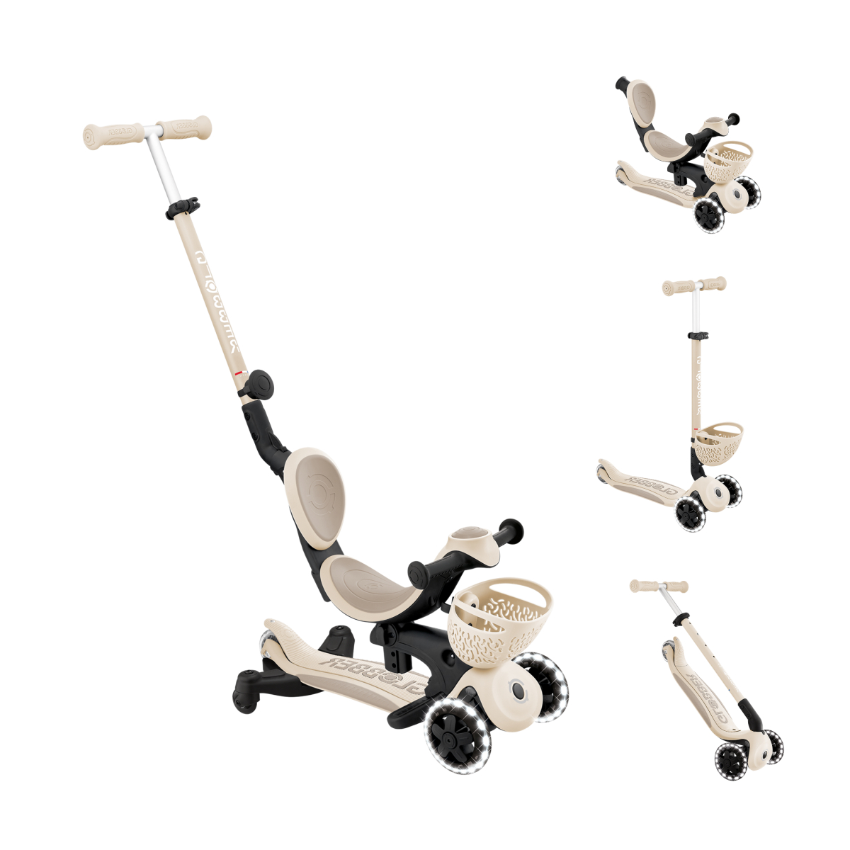 Trottinette évolutive GO-UP BABY LIGHTS 360 taupe, GLOBBER