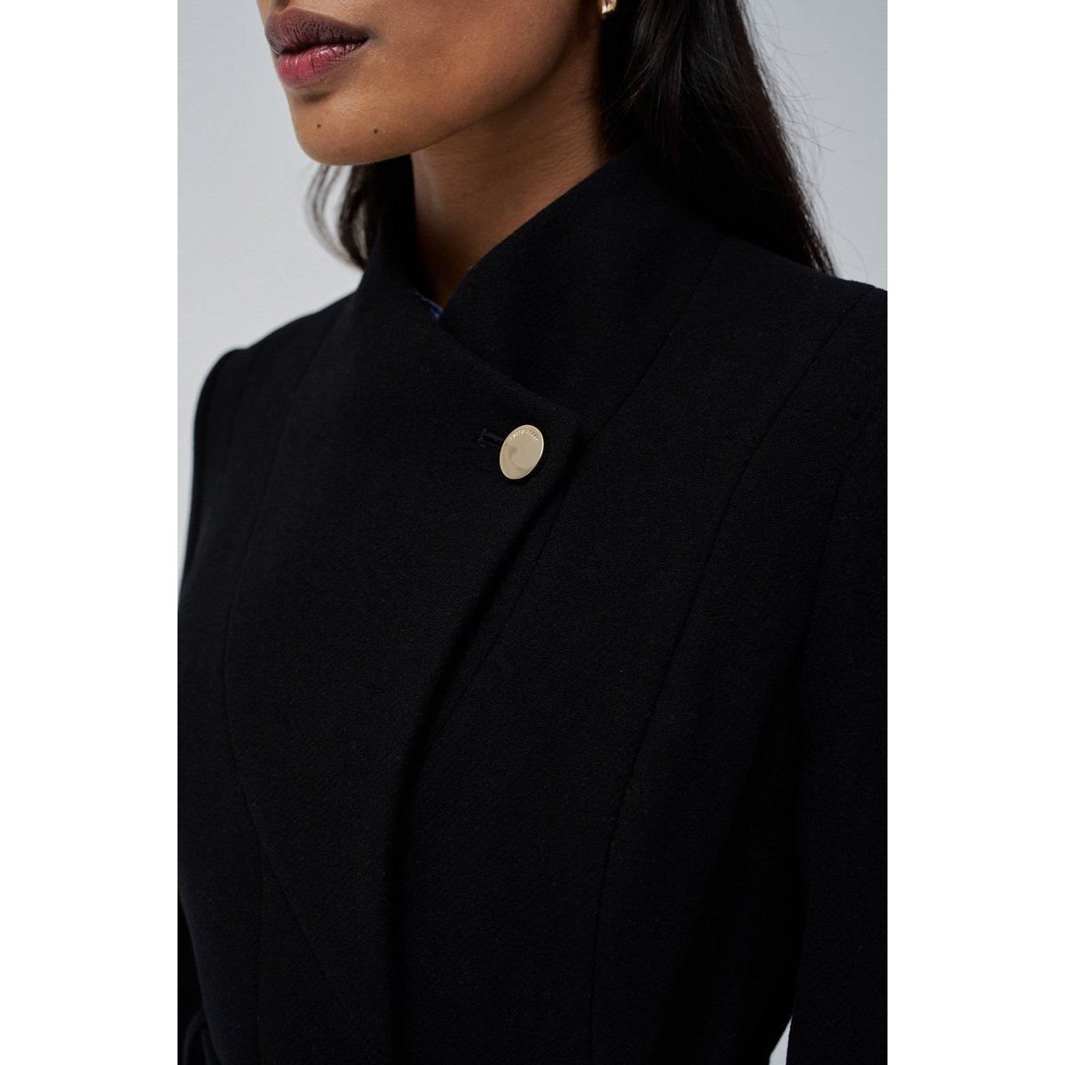 VESTE LONGUE EN LAINE GRACE AVEC CEINTURE noir, SALSA JEANS