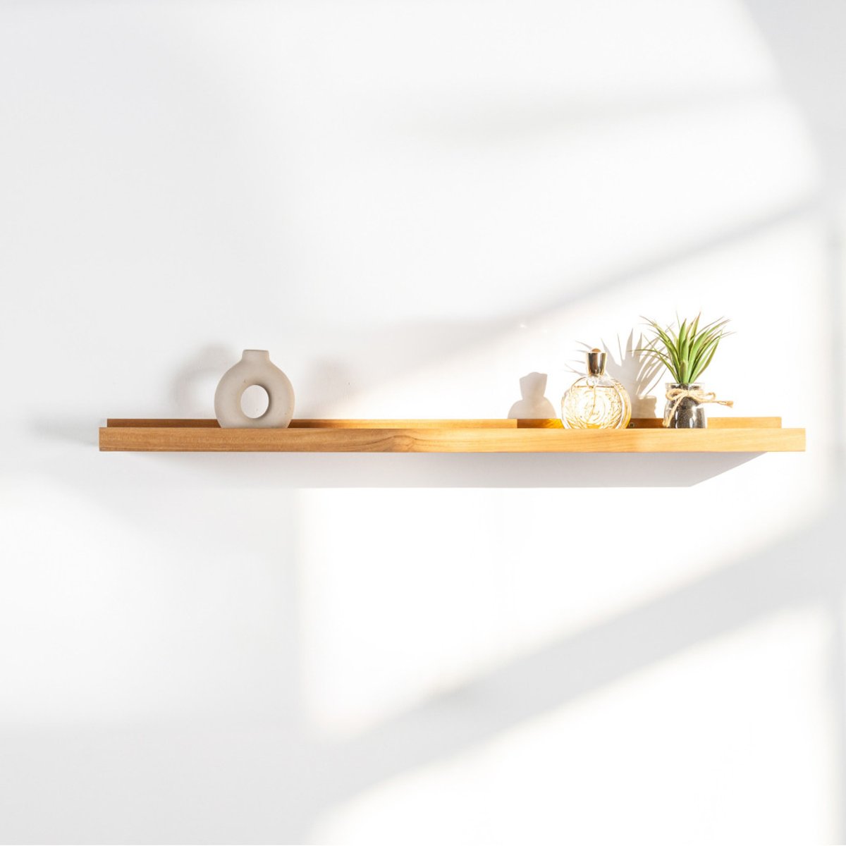 Tablette étagère Helvine salle de bain en teck massif 90cm naturel, WANDA COLLECTION