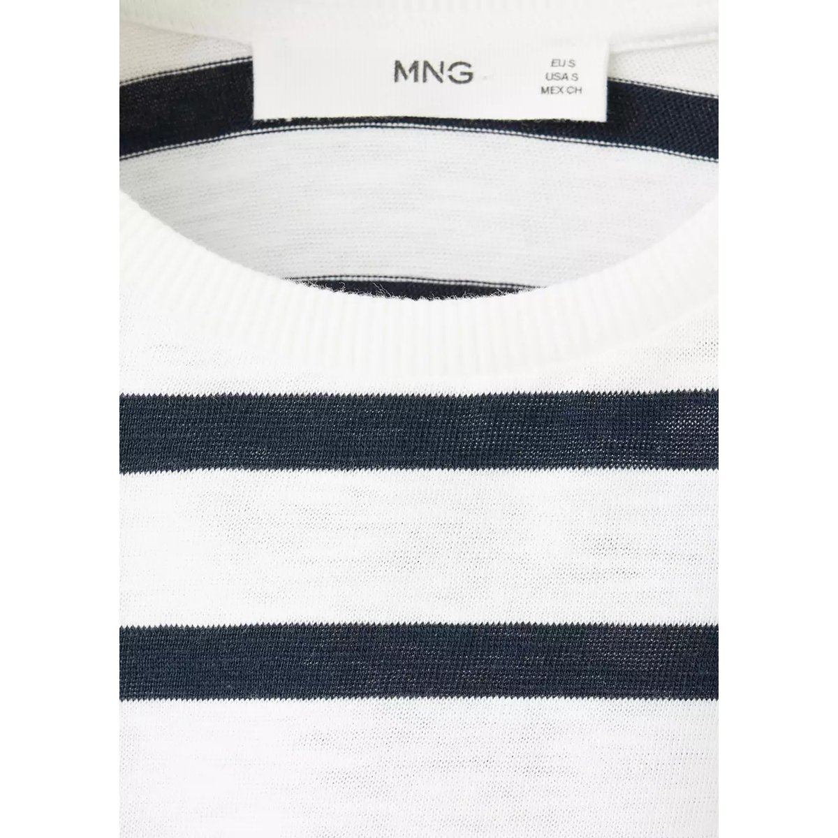 T-shirt 100 % coton rayures bleu marine, MANGO TEEN