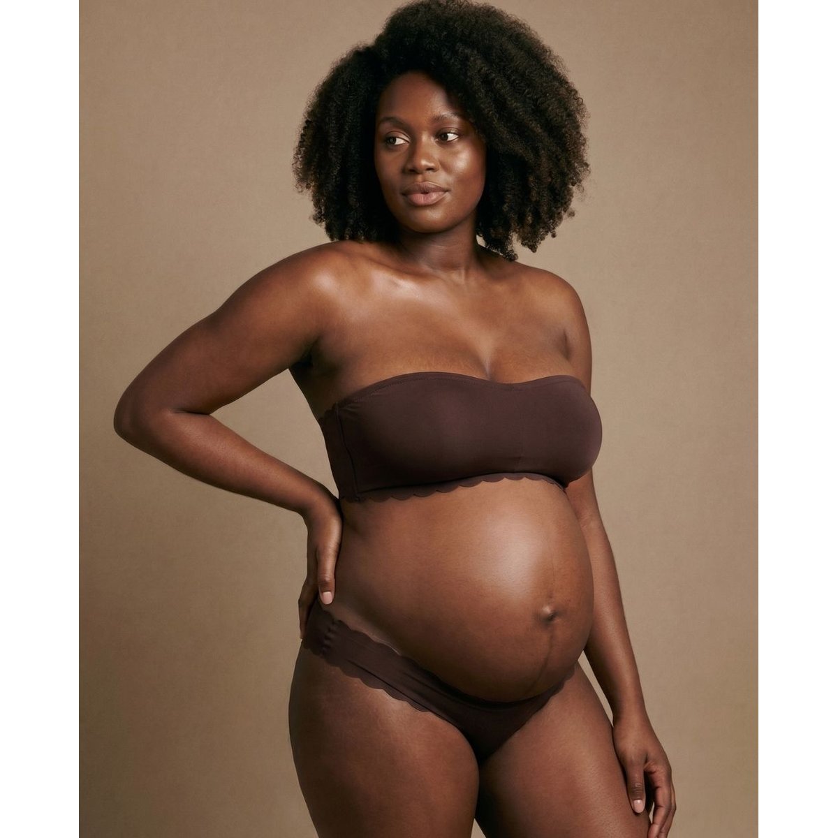 Bandeau de maternité et allaitement invisible Skin chocolat, CACHE COEUR